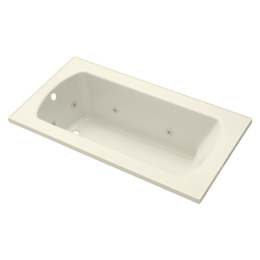 Sterling 76261110-96 Lawson 32-in x 60-in Biscuit Polyresin and Fiberglass Whirlpool Tub (Left Drain)