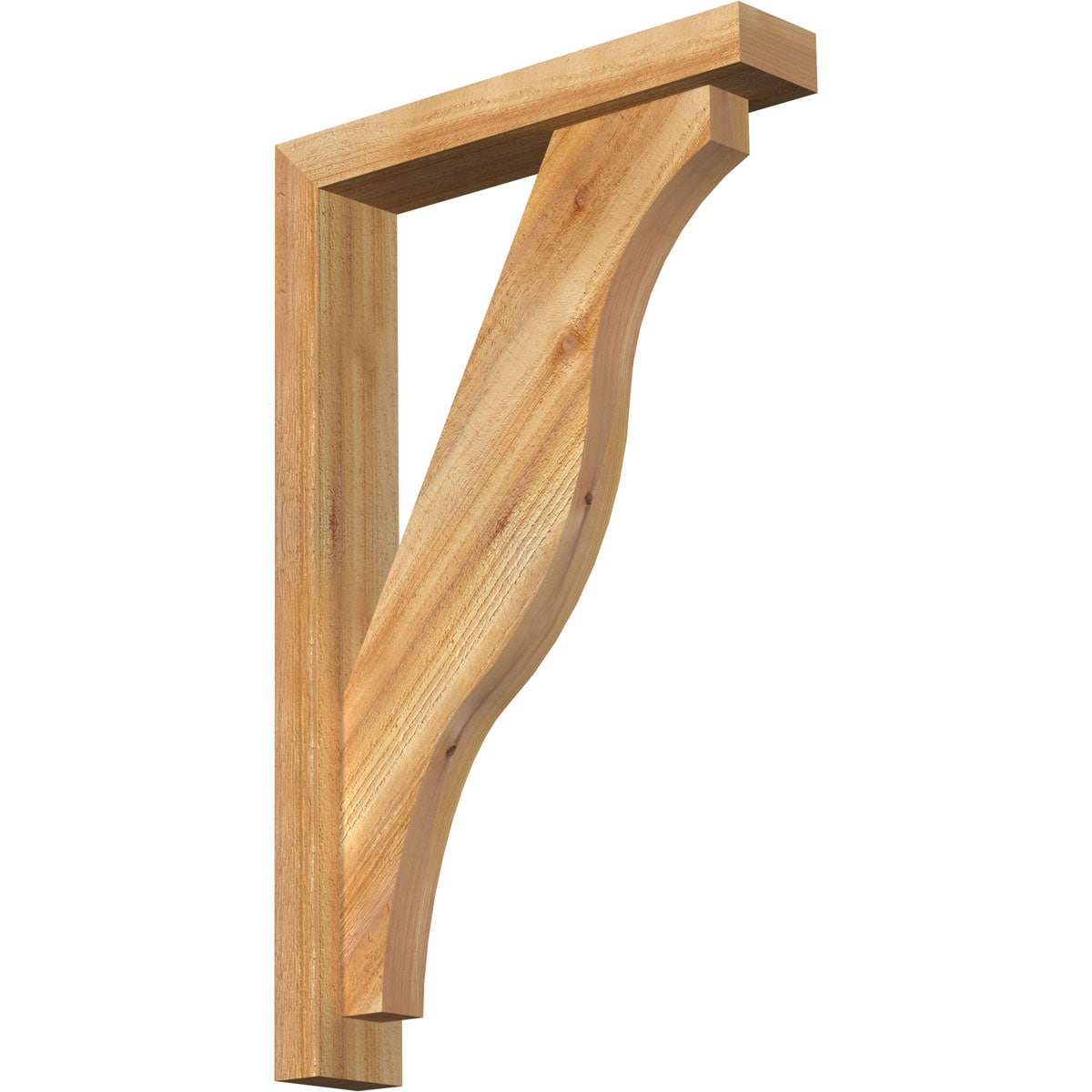 Ekena Millwork 1462219 Funston Block Rough Sawn Bracket with Offset Brace Western Red Cedar Wood Standard Bracket
