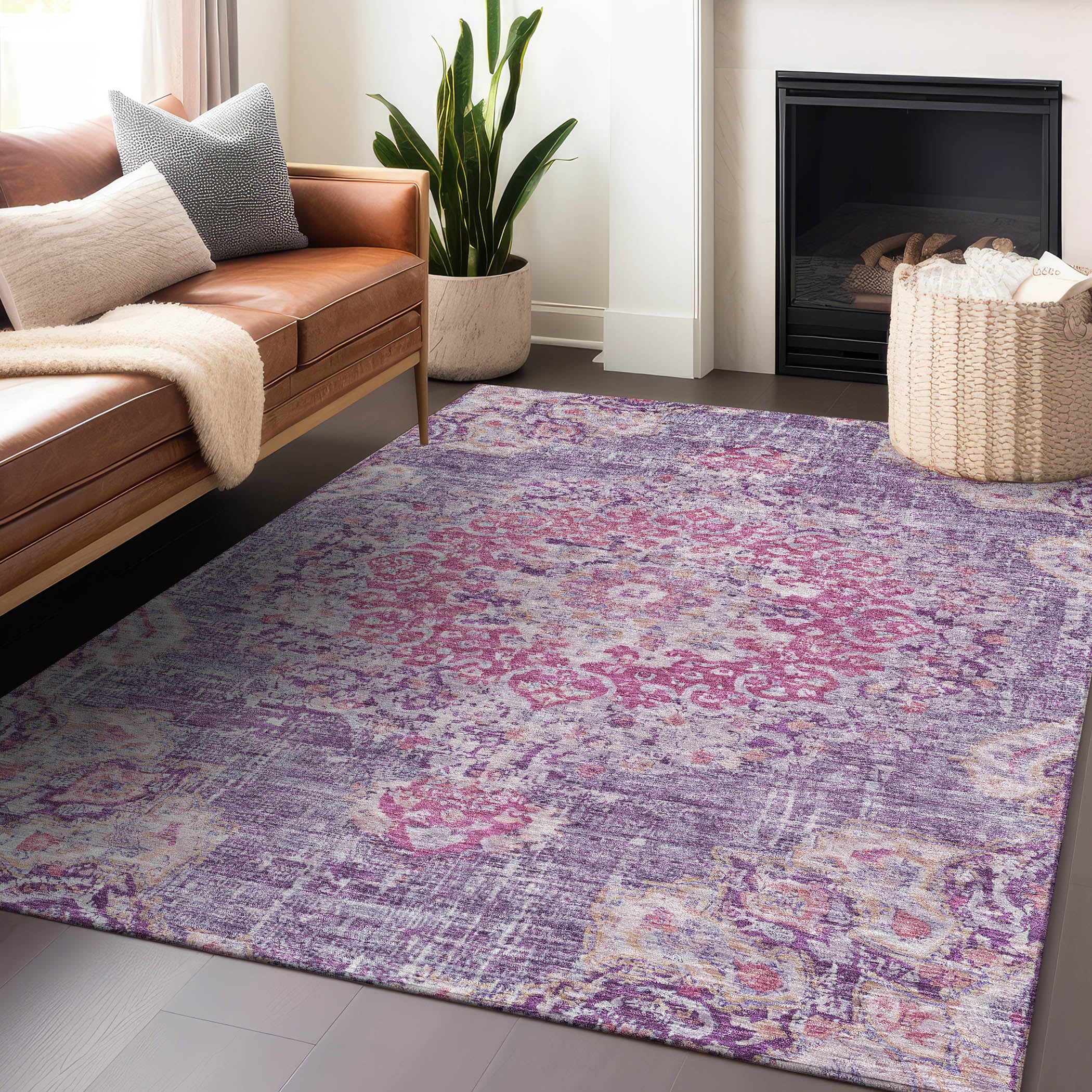 Addison Rugs ACN1236PP30X46 Chantille ACN1236PP 2 x 3 (ft) Polyester Purple Rectangular Indoor/Outdoor Geometric Machine washable Area rug