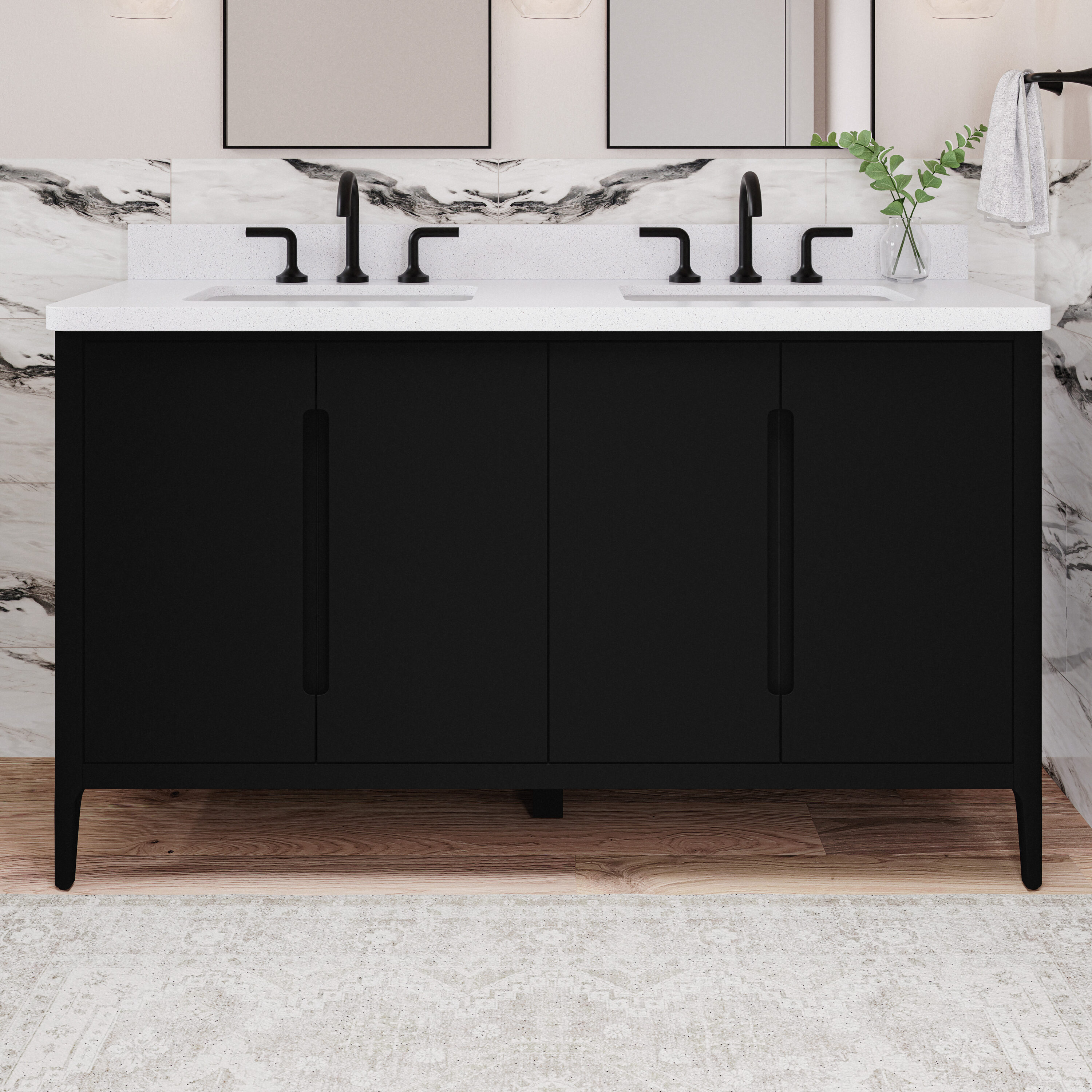 Origin 21 Jenkins 60-in Black Undermount Double Sink Bathroom Vanity ...