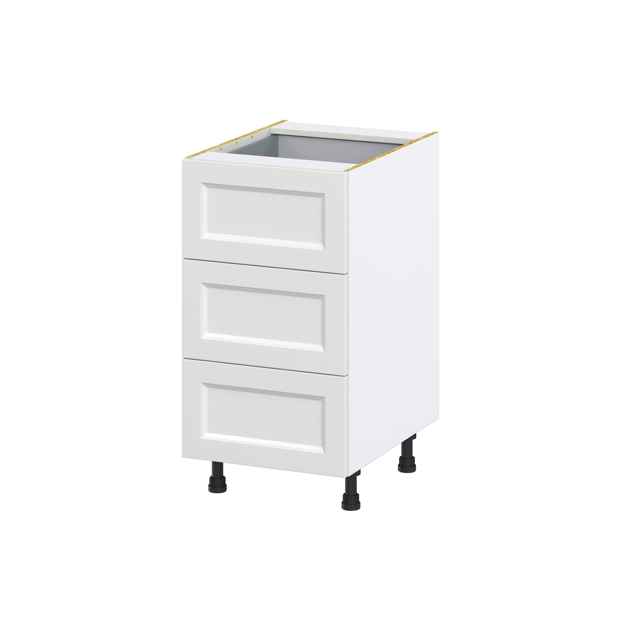 Hugo&Borg Riviera 18-in W x 34.5-in H x 24-in D Bright White 3-Drawer Base Fully Assembled Cabinet