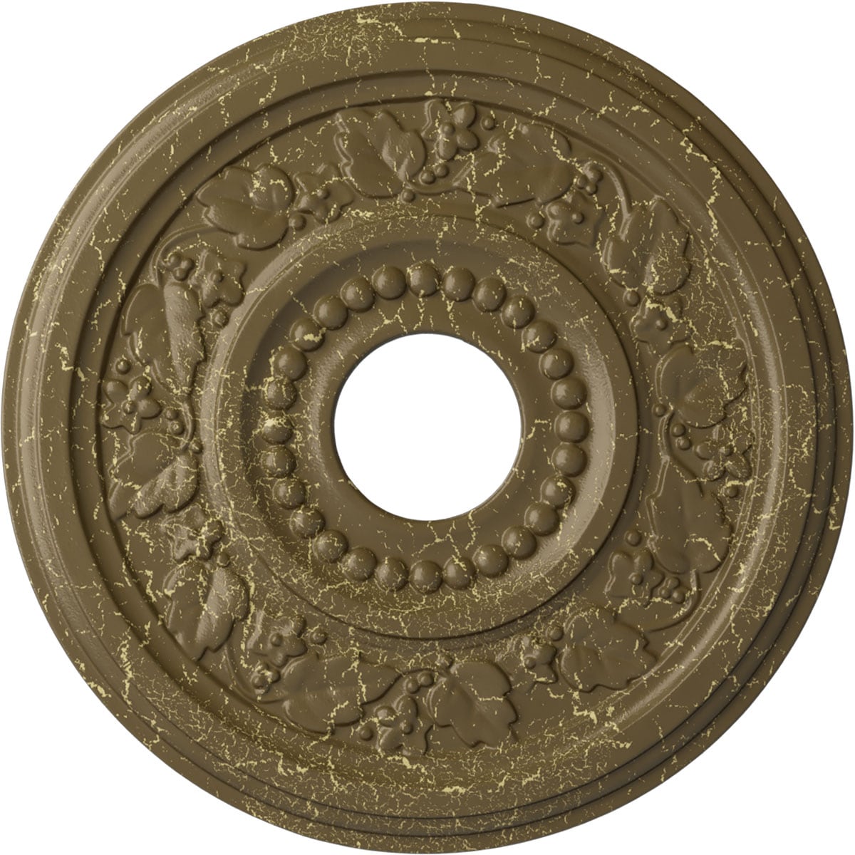 Ekena Millwork CM16GNMMC Genevieve 16.125-in W x 16.125-in L Painted Mississippi Mud Crackle Polyurethane Whole Ceiling Medallion