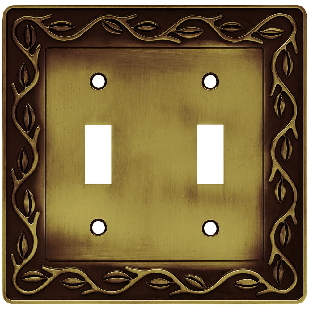 Brainerd 2-Gang Tumbled Antique Brass Toggle Wall Plate in the Wall ...