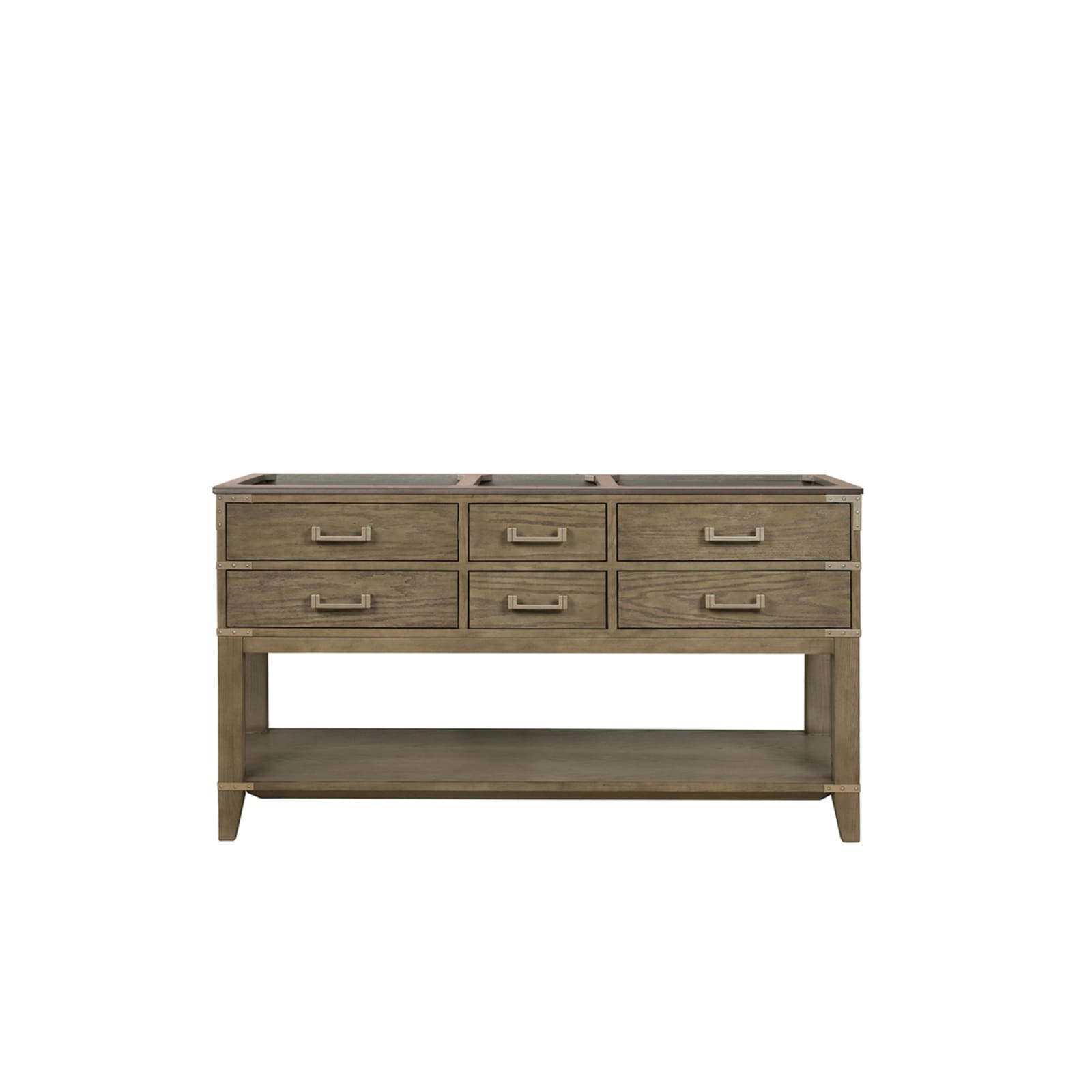 Lexora LVGR60DR000 Greenberg 60-in Grey Oak Bathroom Vanity Base Cabinet without Top