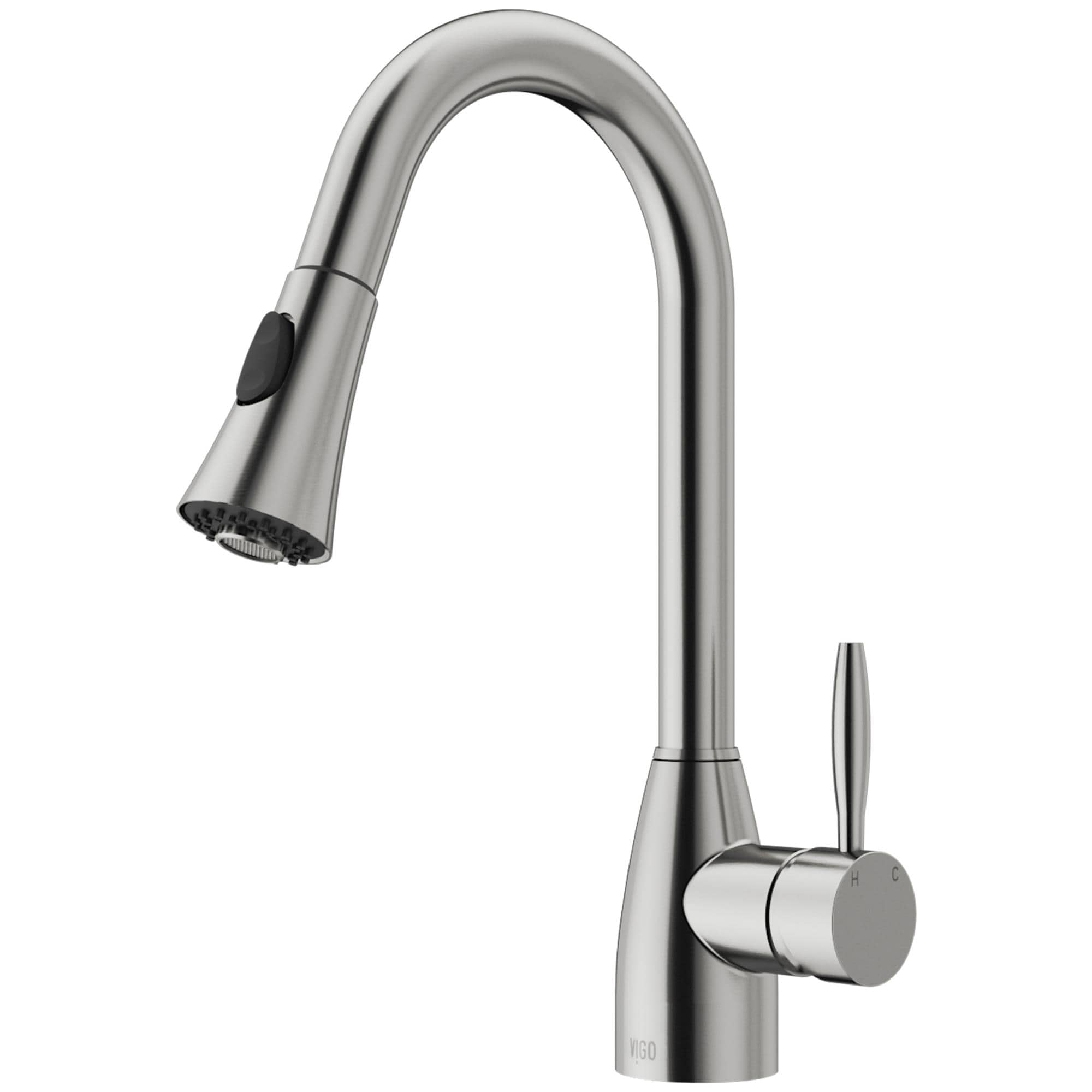 VIGO Aylesbury Stainless Steel Single Handle Pull-down Kitchen Faucet ...