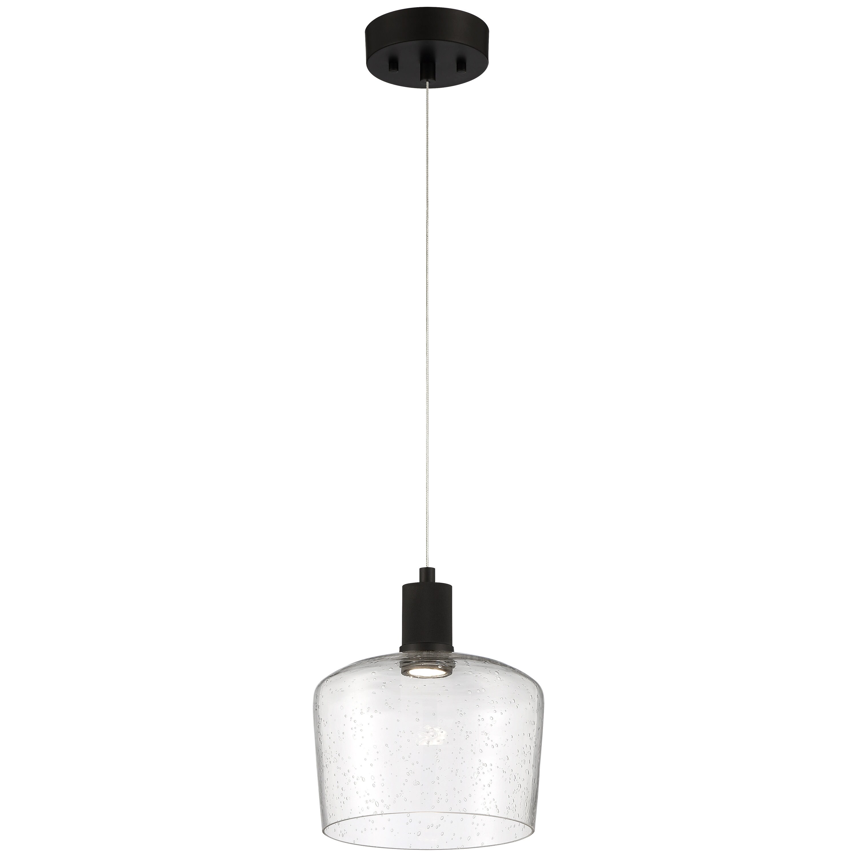 Access Lighting 63141LEDD-MBL/SDG Port Nine Matte Black Transitional Clear Glass Cylinder LED Mini Outdoor Hanging Pendant Light