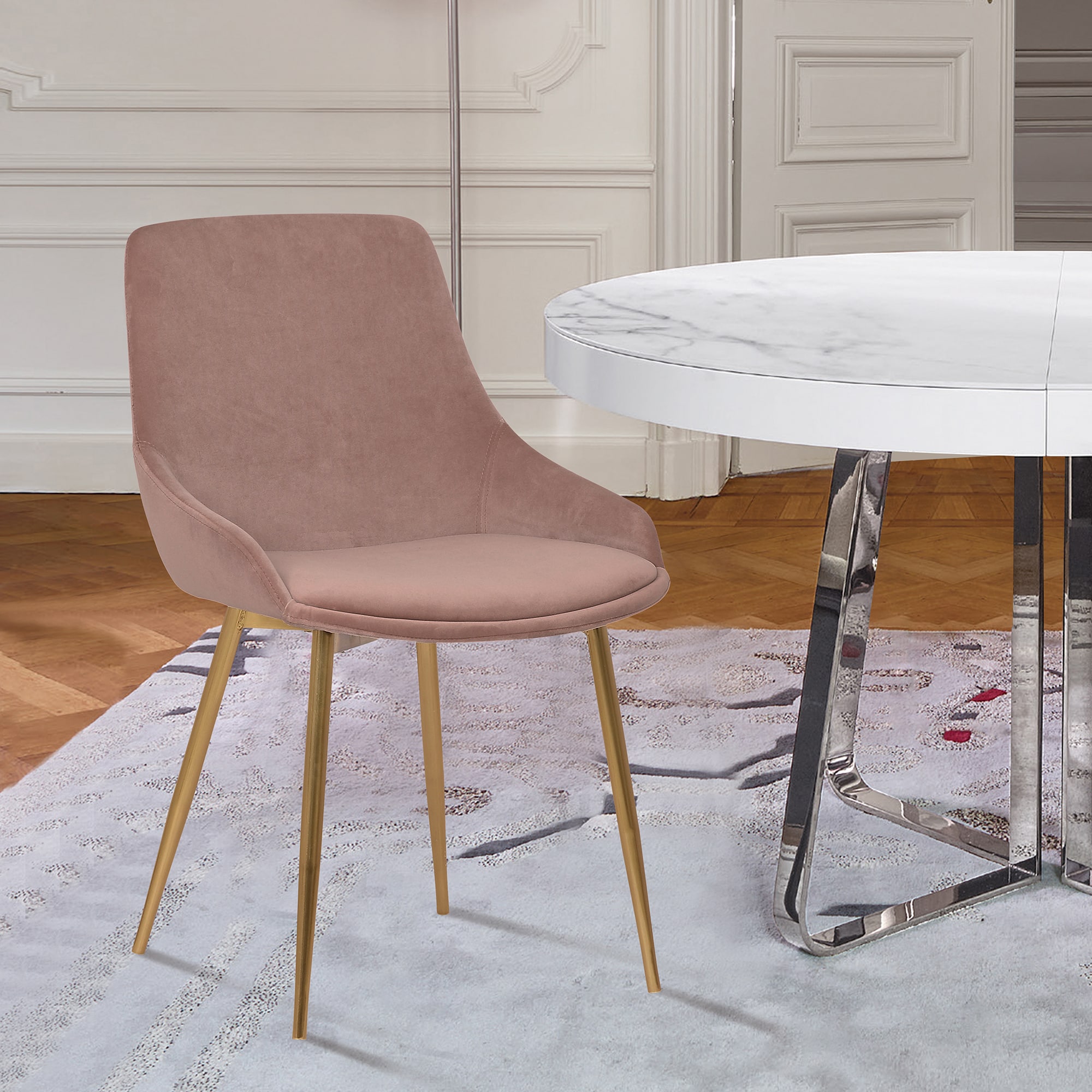Armen Living LCHESIGLDPNK Dining-Chairs - View #6