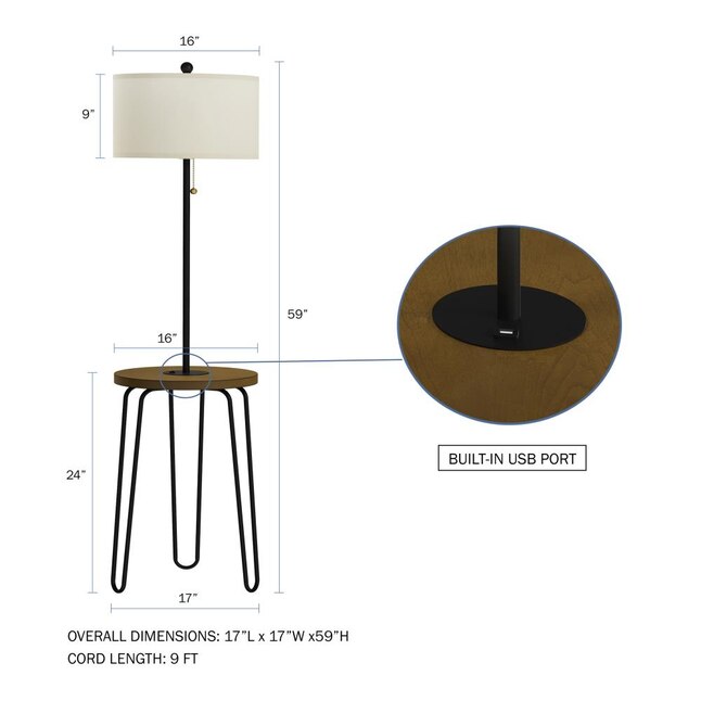 Dark Brown Woodgrain Tripod Floor Lamp, Floor Lamp Shade Measurements Chart
