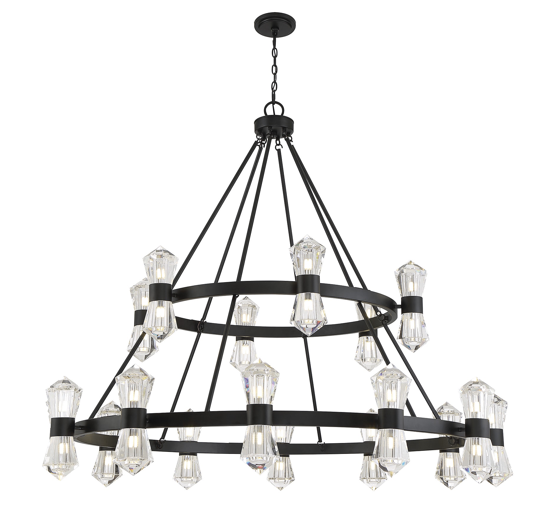 Modern Matte Black 36-Light Crystal Empire Chandelier