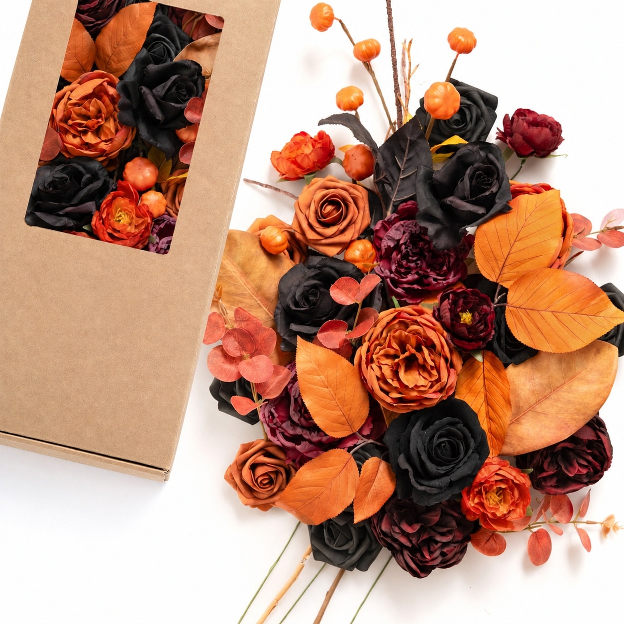 Phewnyzo Artificial Flowers and Greenery Set Halloween Theme Black