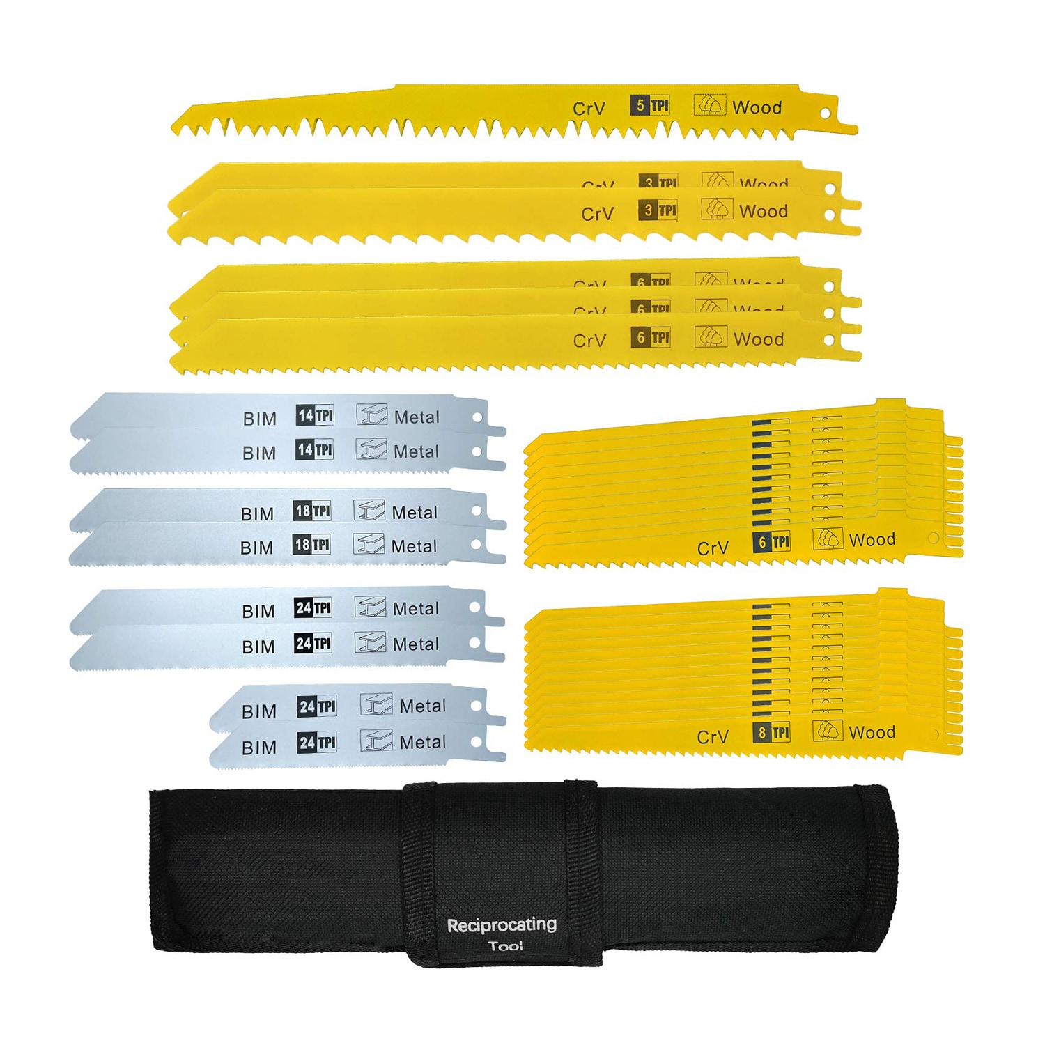 Etokfoks  36PCS Reciprocating Saw Blades Pruning Saw Blade for Wood Metal Plastic Sawsall Blades Set fit DeWalt Bosch Makita Milwaukee