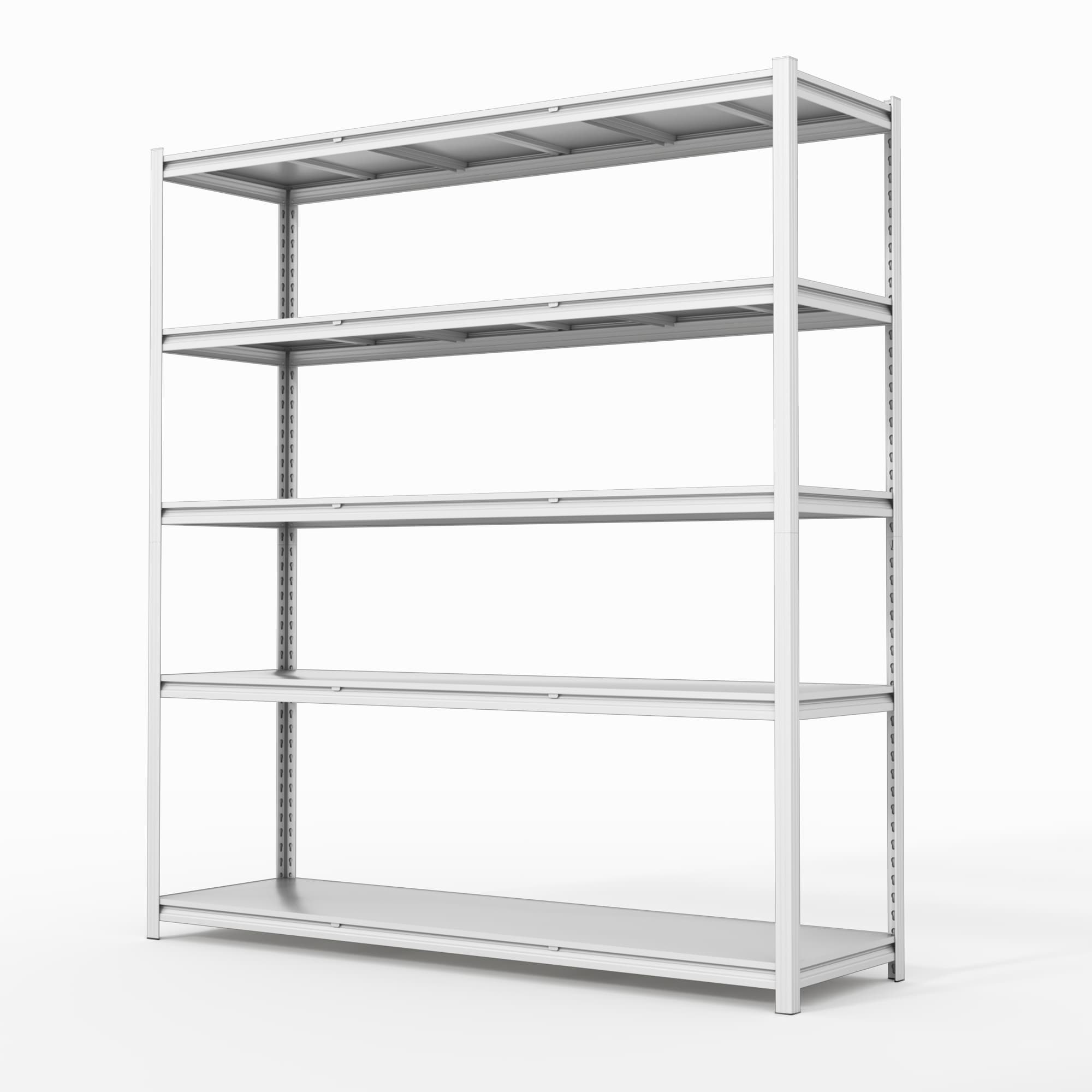 LOVMOR 5-Tier White 60 in W x 78 in H x 20 in D Adjustable Heavy Duty Solid Metal Shelving Unit with Hidden Posts