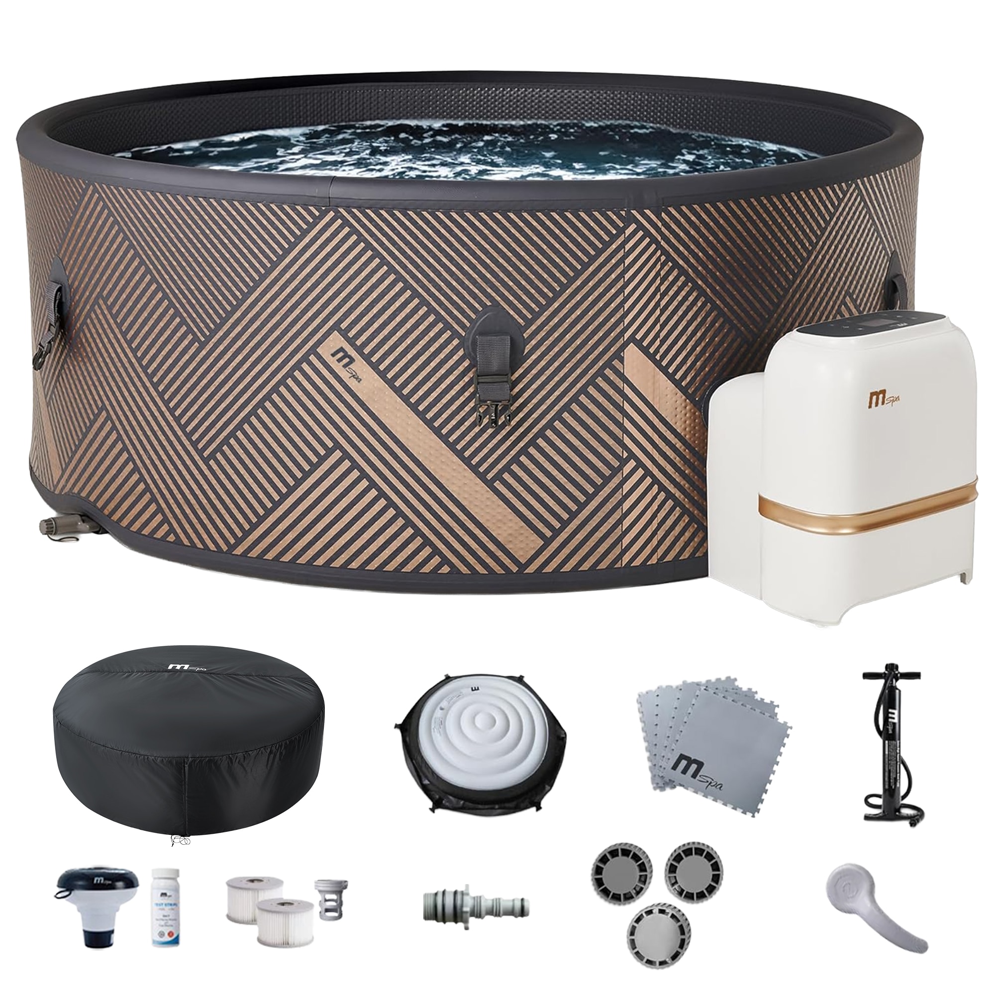 MSpa - Mono 6-Person Round Inflatable Bubble Spa Thermal Cover Energy-Efficient