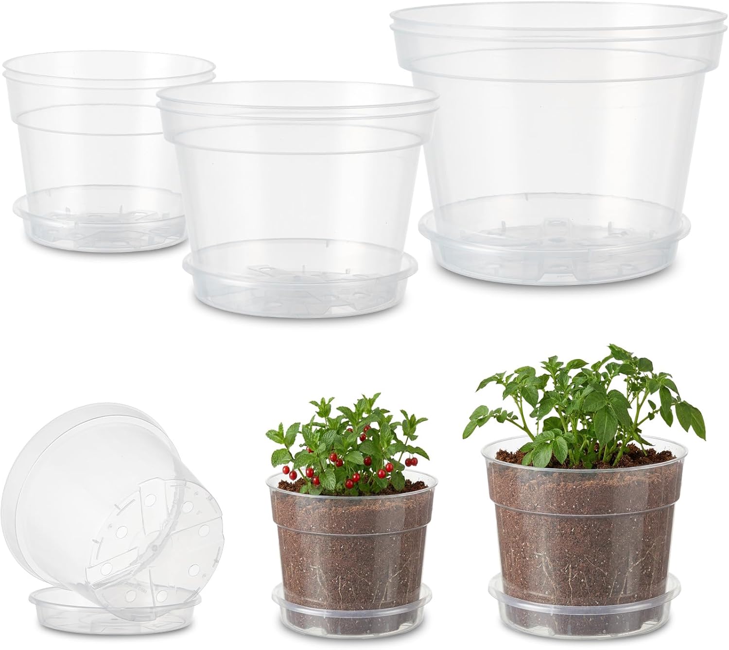 modern plant pots indoor 3-Pack Plastic Flower Plant Pots 3