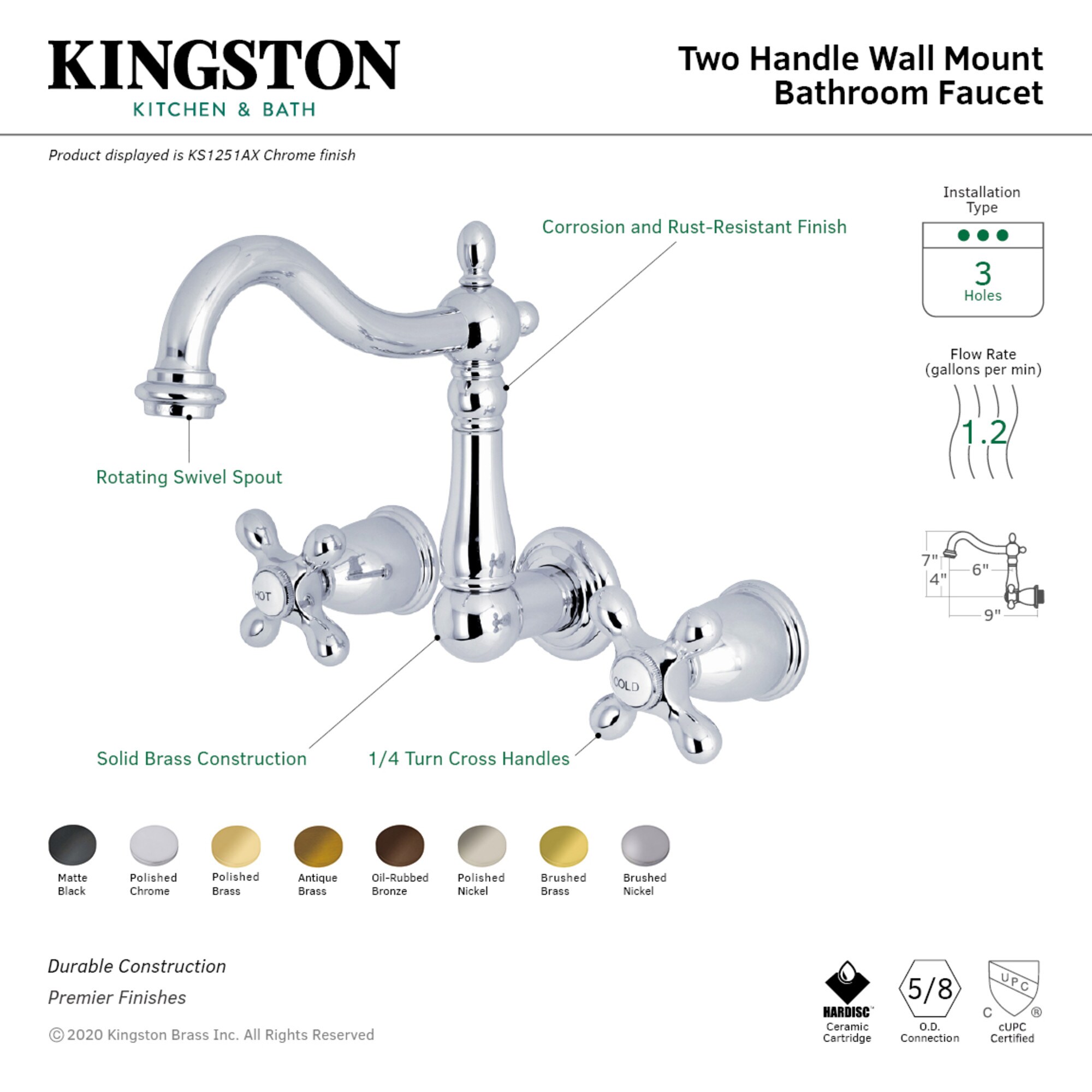 Kingston Brass WLKS1252AX Lavatory-Faucets - View #2