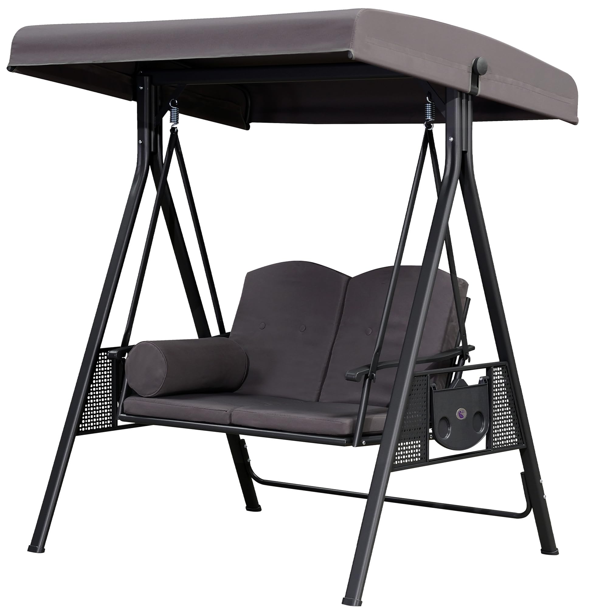 PURPLE LEAF LS04-PS02-GY-1 Deluxe Outdoor Patio Porch Swing 2 -person Gray Aluminum Outdoor Swing