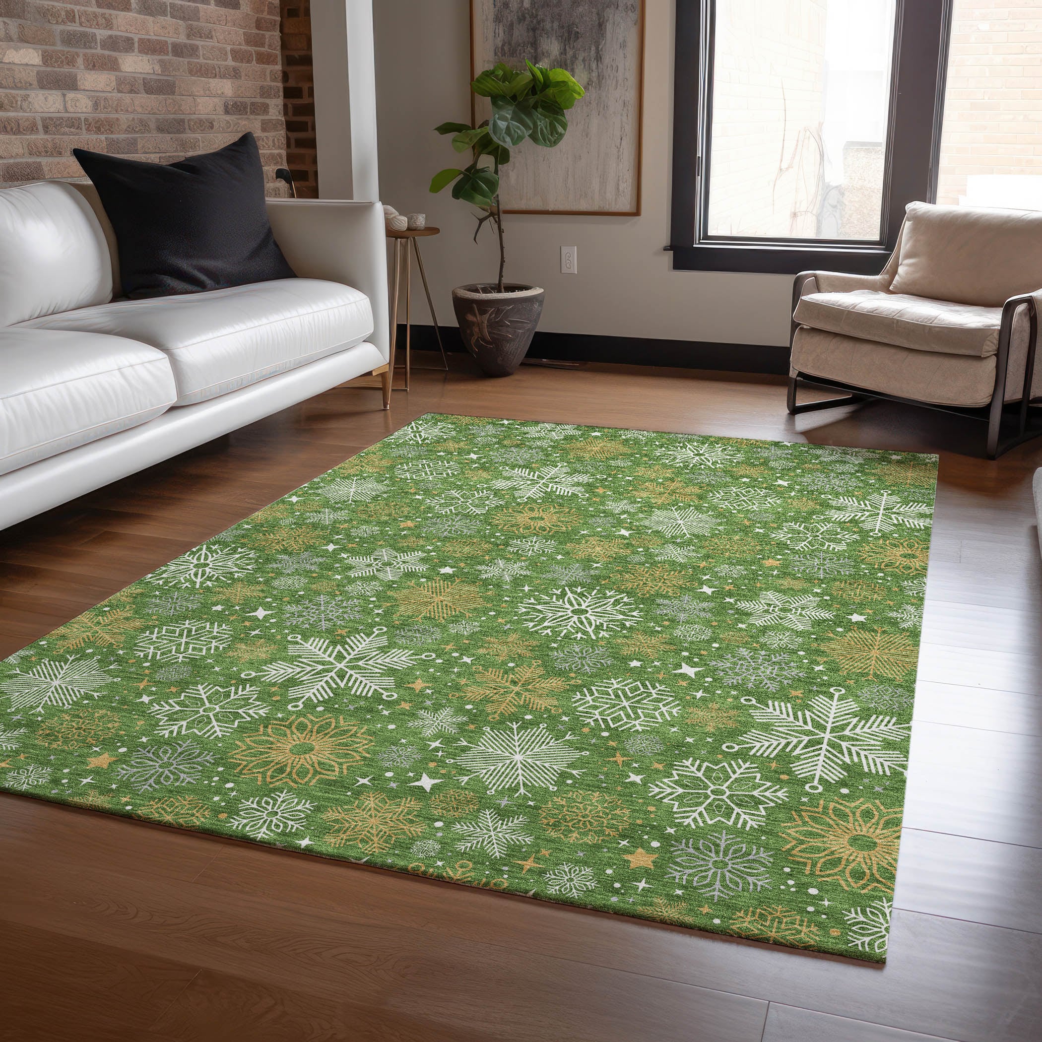 Addison Rugs ACN1823GE9X12 Chantille ACN1823GE 9 x 12 (ft) Loomed Polyester Green Rectangular Indoor/Outdoor Machine washable Area rug