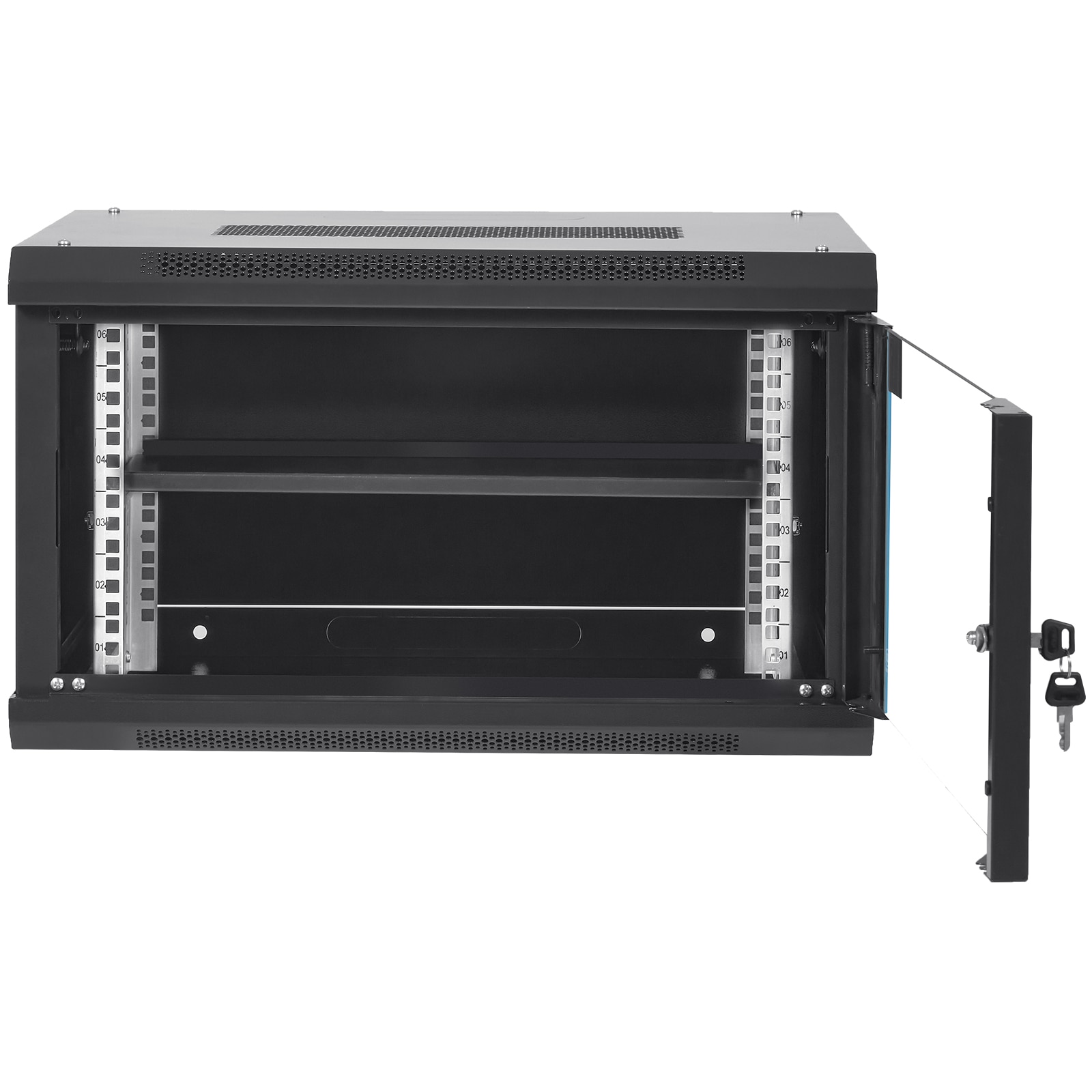 GIVIMO 6U Wall Mount Network Server Cabinet - 15.5-in Deep - 19-in Standard Rack - 200-lb Ground-Mounted Load - Locking Glass Door - Side Panels - for IT and AV Equipment