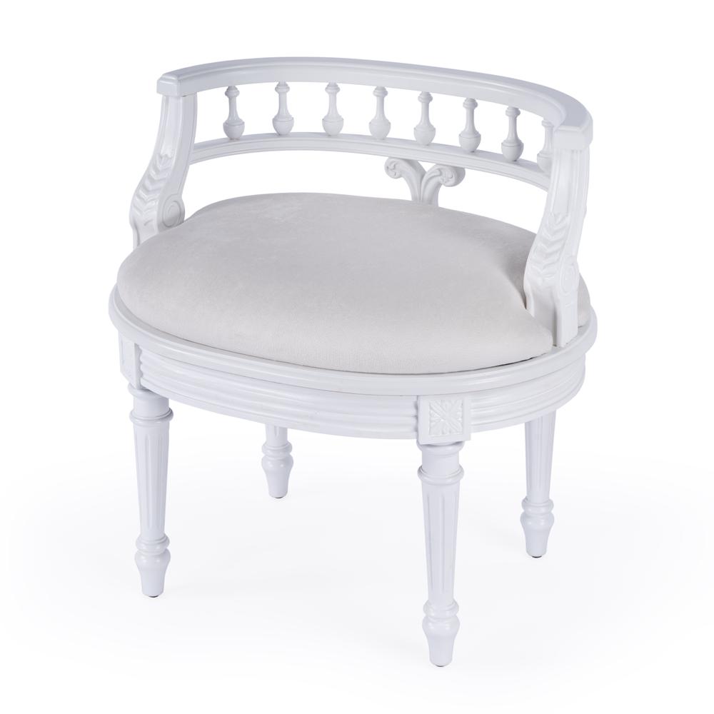 Butler Specialty Hathaway Upholstered 22.5W Vanity Seat White