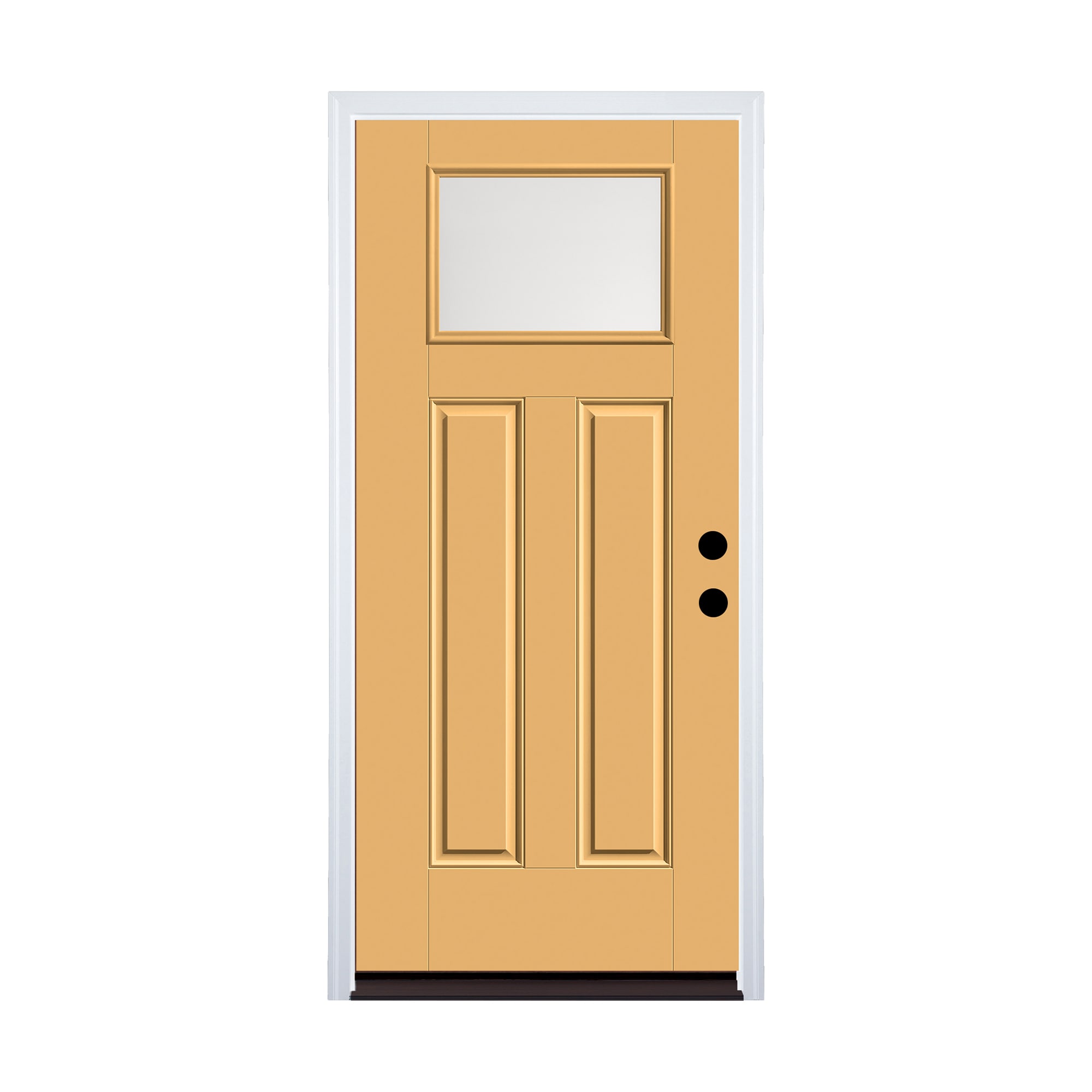 Therma-Tru 36-in x 80-in Fiberglass 1/4 Lite Painted Prehung Front Door with Brickmould Insulating Core