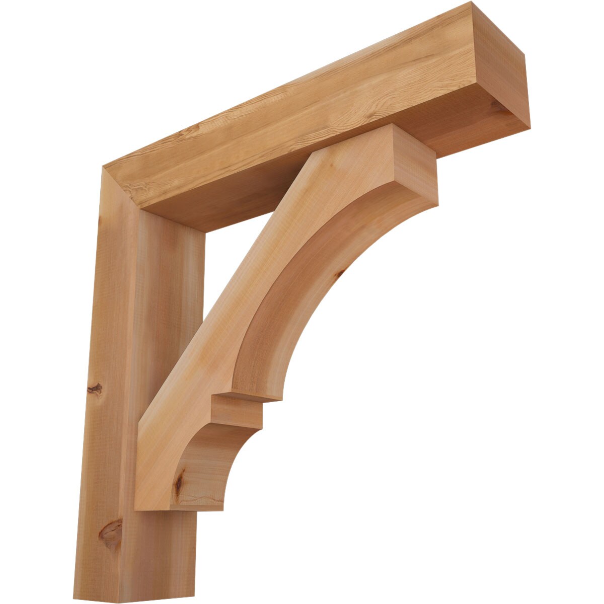 Ekena Millwork 1461996 Balboa Block Smooth Bracket with Offset Brace 7-1/2-in x 36-in x 36-in Western red cedar Brown Wood Standard bracket