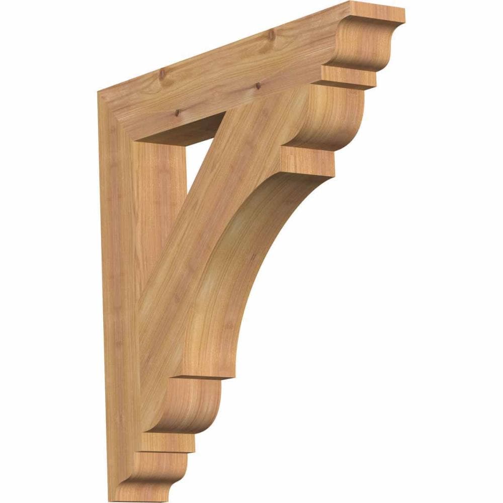 Ekena Millwork BKT04X24X24OLY01SWR Olympic traditional smooth 3-1/2-in x 24-in x 24-in Western red cedar Brown Wood Standard bracket