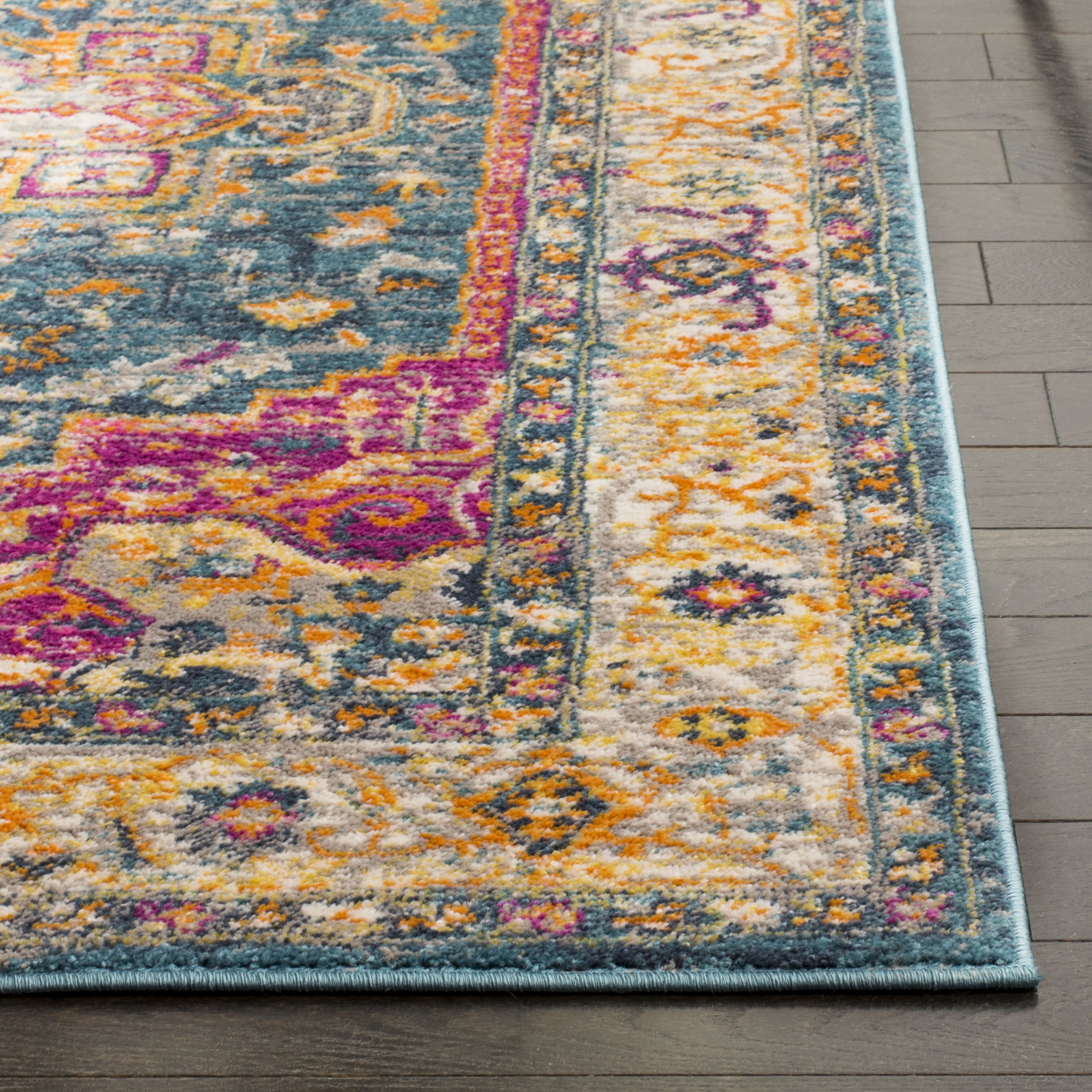Blue Multicolor Synthetic 5' x 7' Reversible Area Rug