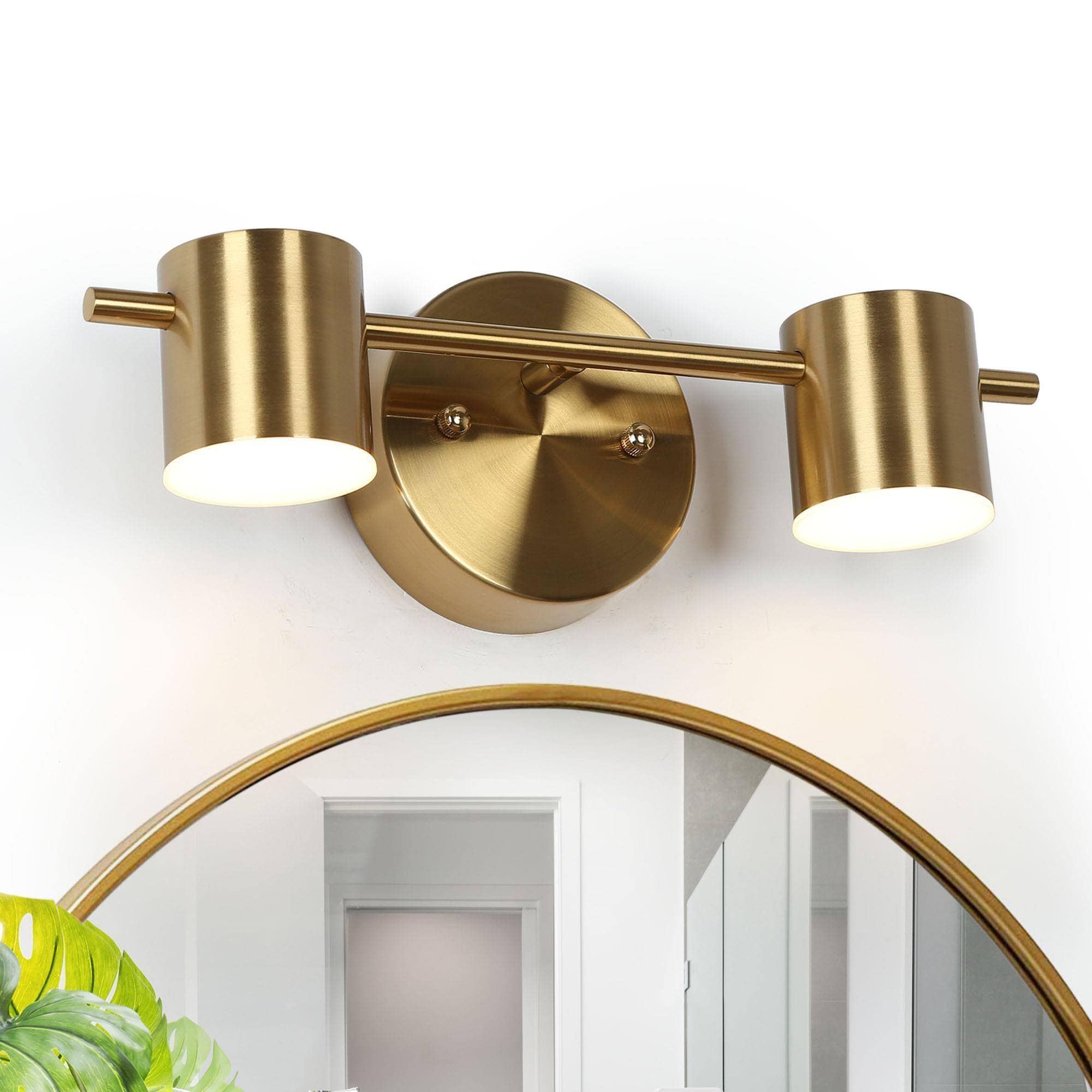 ZEVNI L3FNNYZVW4446S97 Glodia Glam 13.8-in 2 -Light Polished Brass Integrated LED Modern/contemporary Vanity light