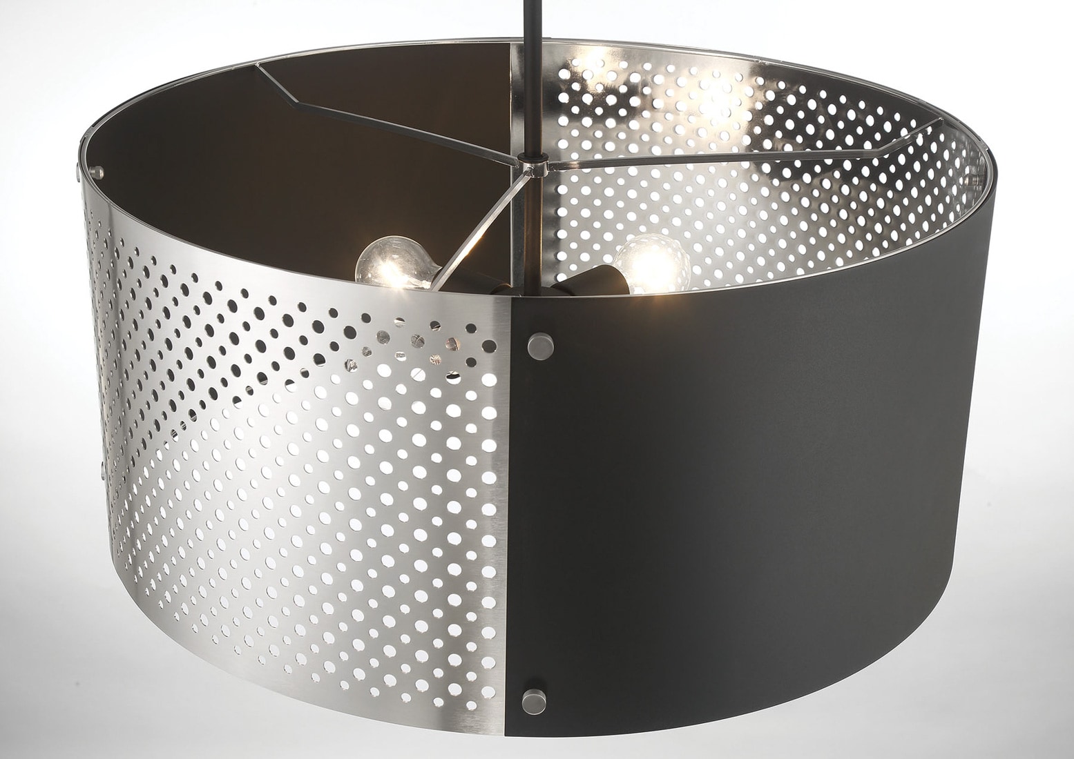 Noho 4-Light Brushed Nickel Drum Pendant with Sand Coal Accents