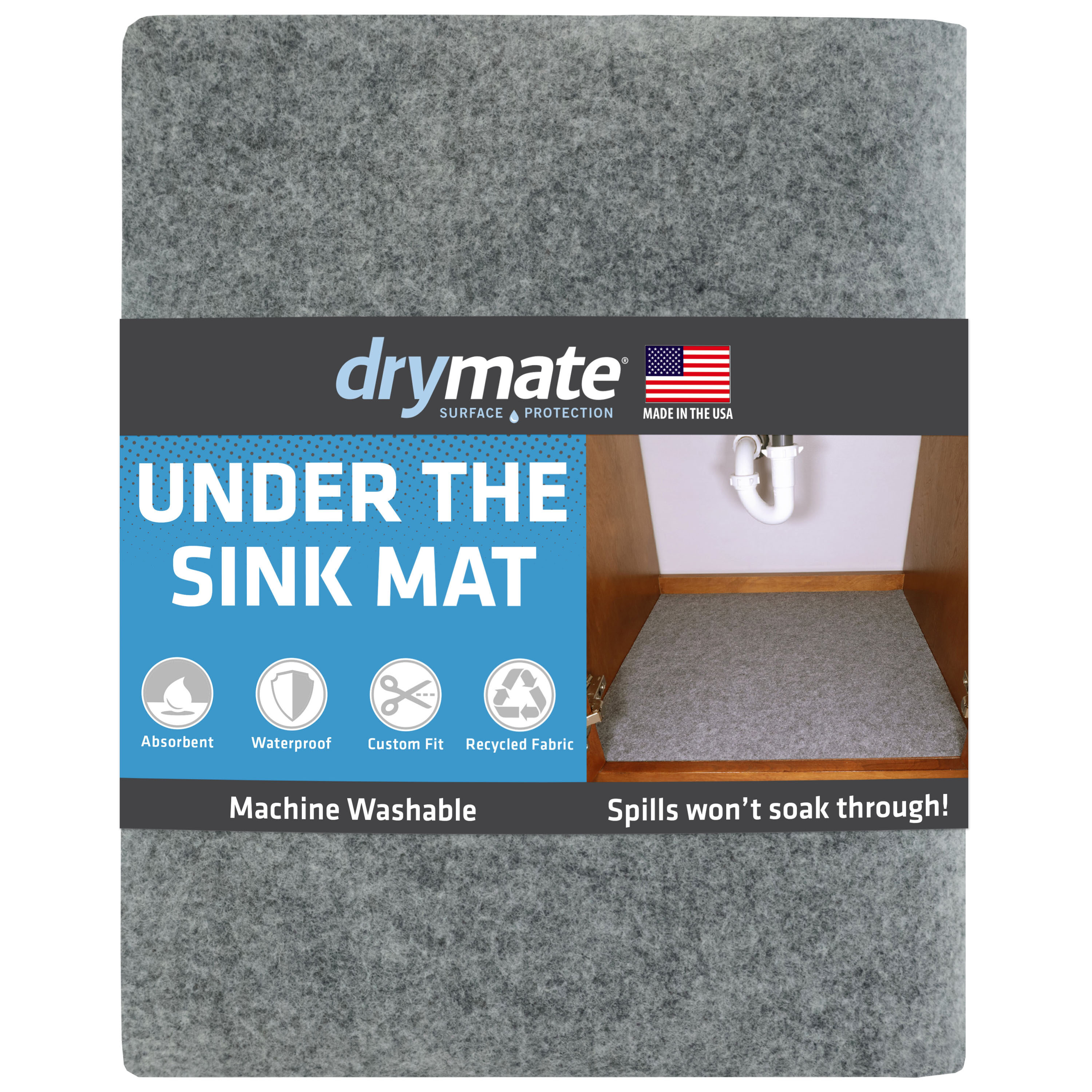 Xtreme Mats Bathroom 19-in x 34-in Grey Undersink Drip Tray Fits Cabinet  Size 34-in x 19-in in the Shelf Liners department at