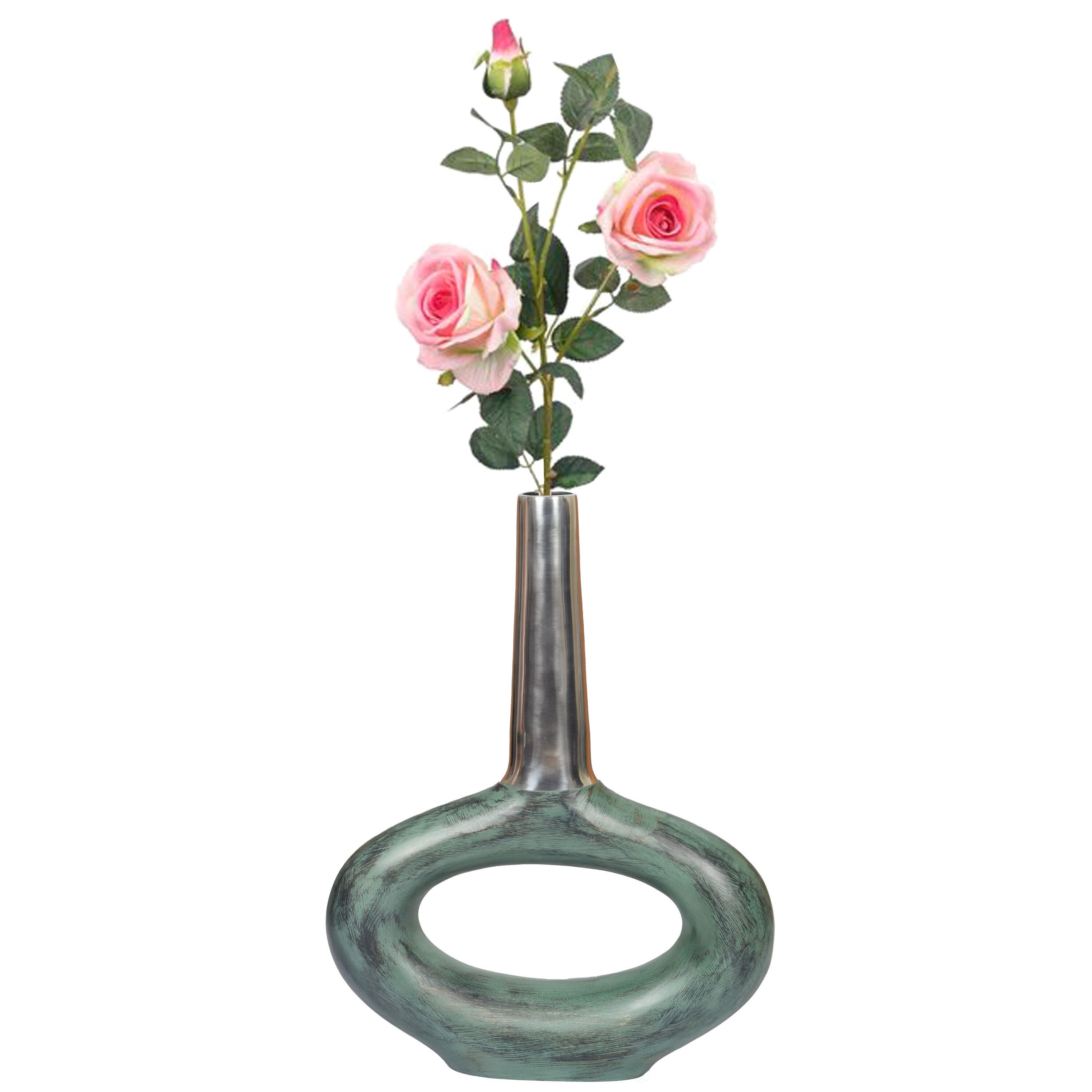 Uniquewise QI004133 Silver Iron Modern Vase