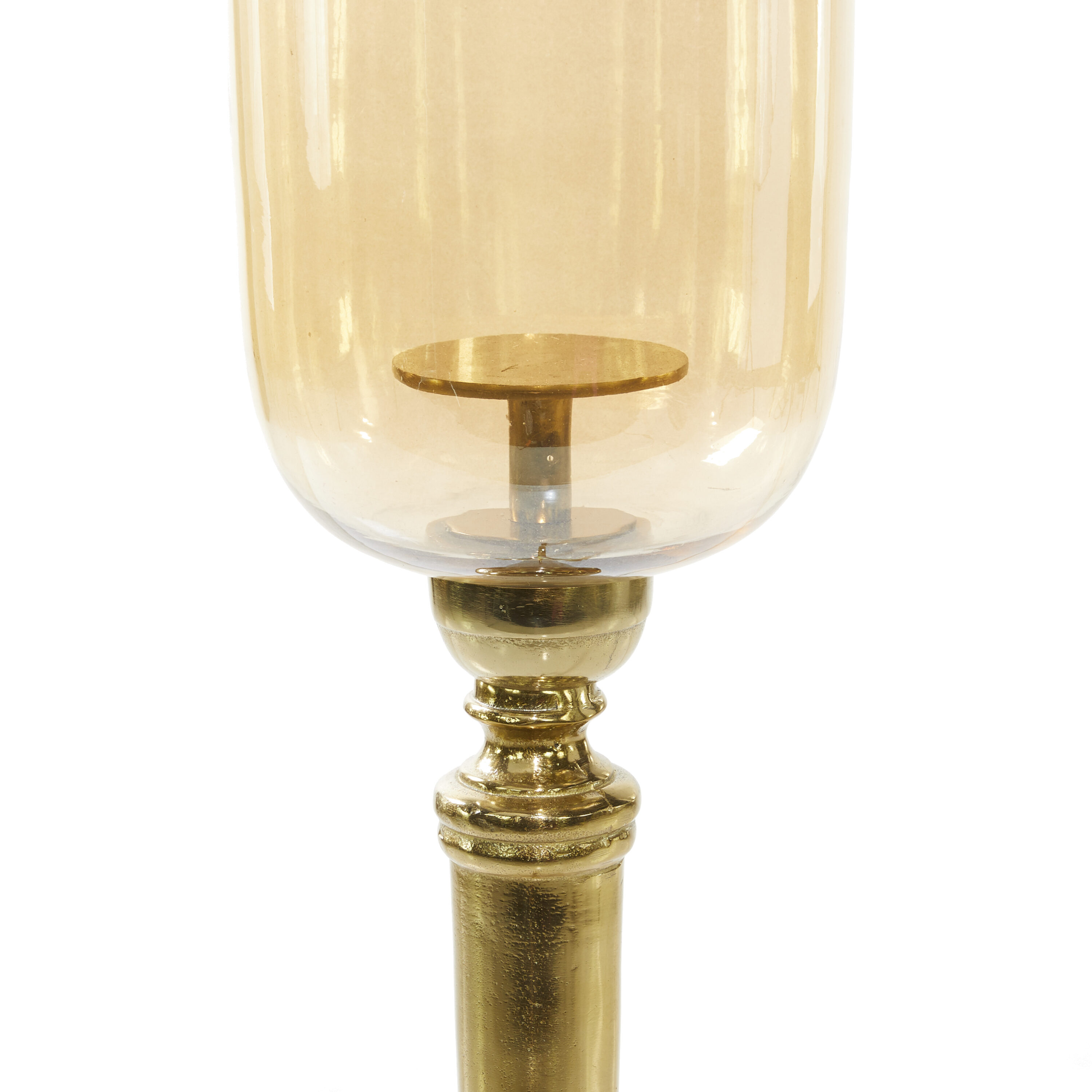 Elegant Gold Aluminum 34" Hurricane Candle Lantern with Glass