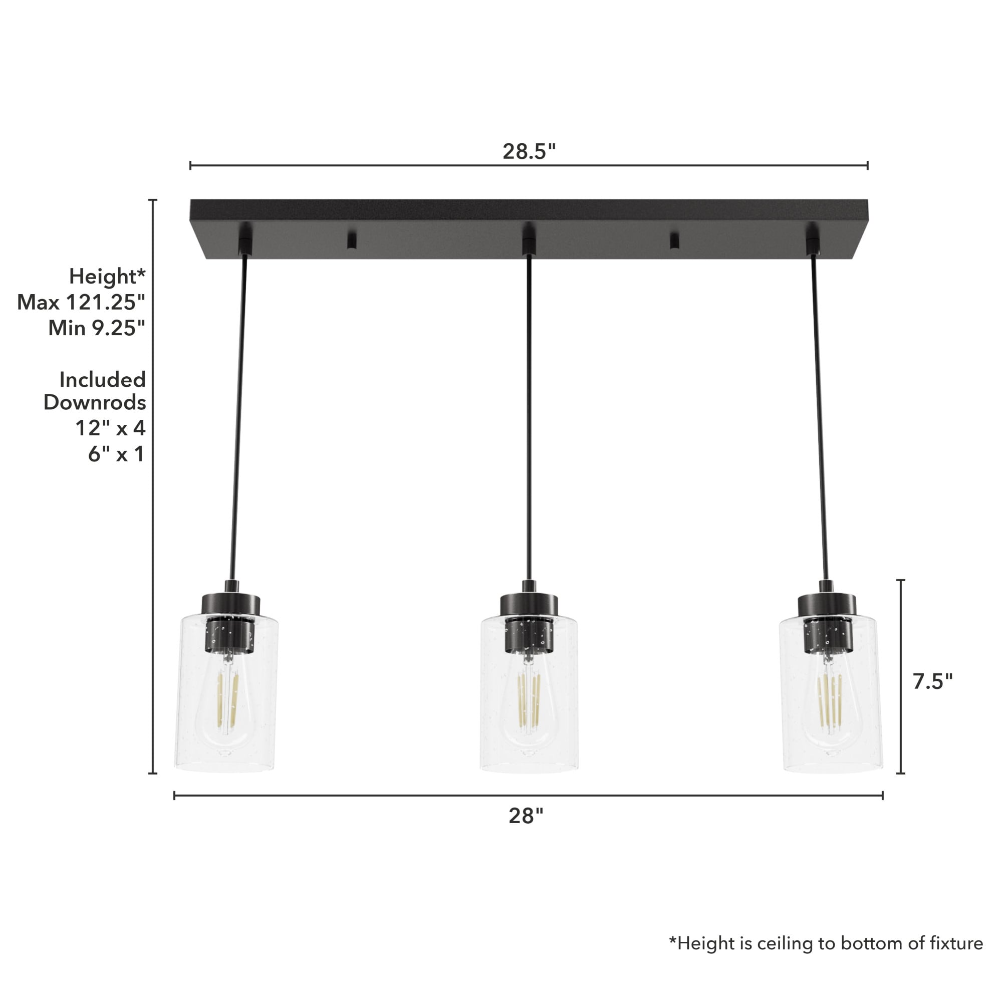 Hunter Hartland 3-Light Satin Bronze Transitional LED Dry rated ...