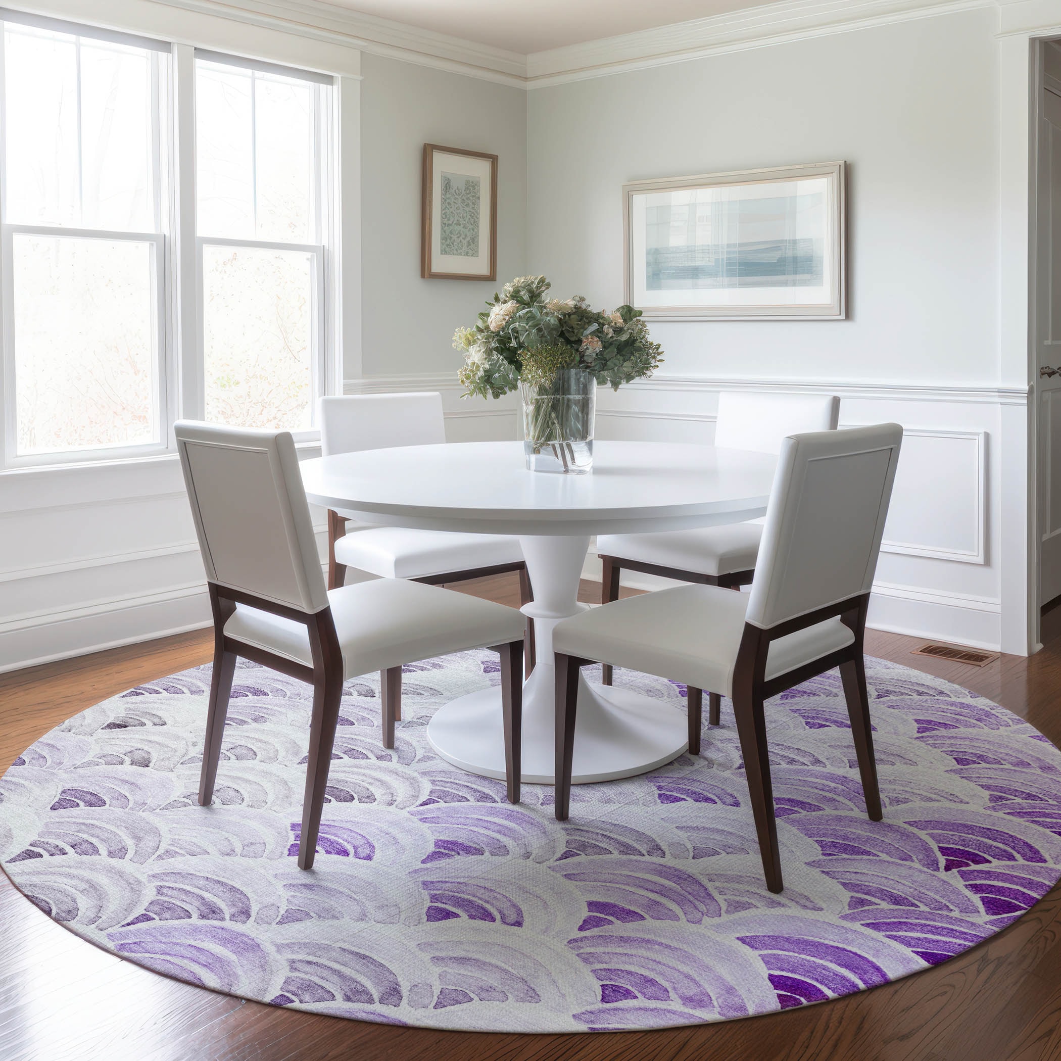 Addison Rugs AMF184PP8RO Mayfield AMF184PP 8 x 8 (ft) Loomed Polyester Purple Round Indoor Geometric Machine washable Area rug