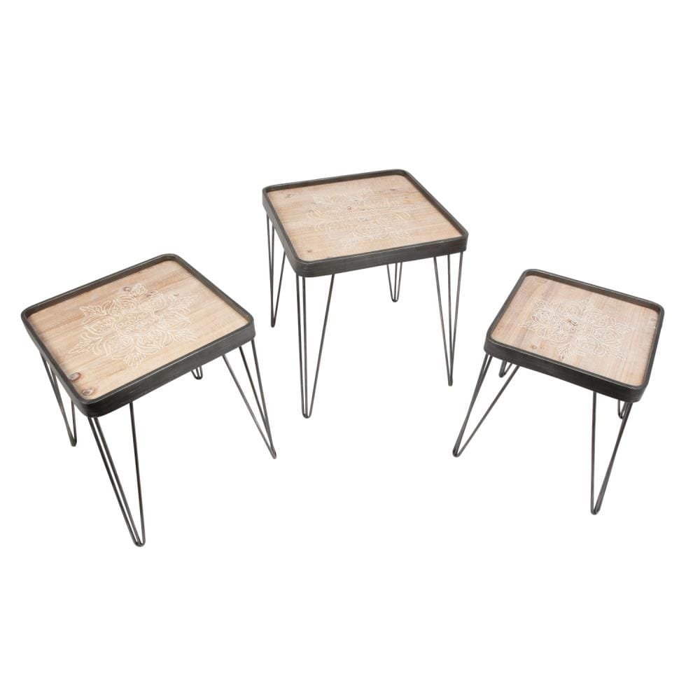 Gerson International 2512200EC 3-Piece Industrial Painted Accent Table Set