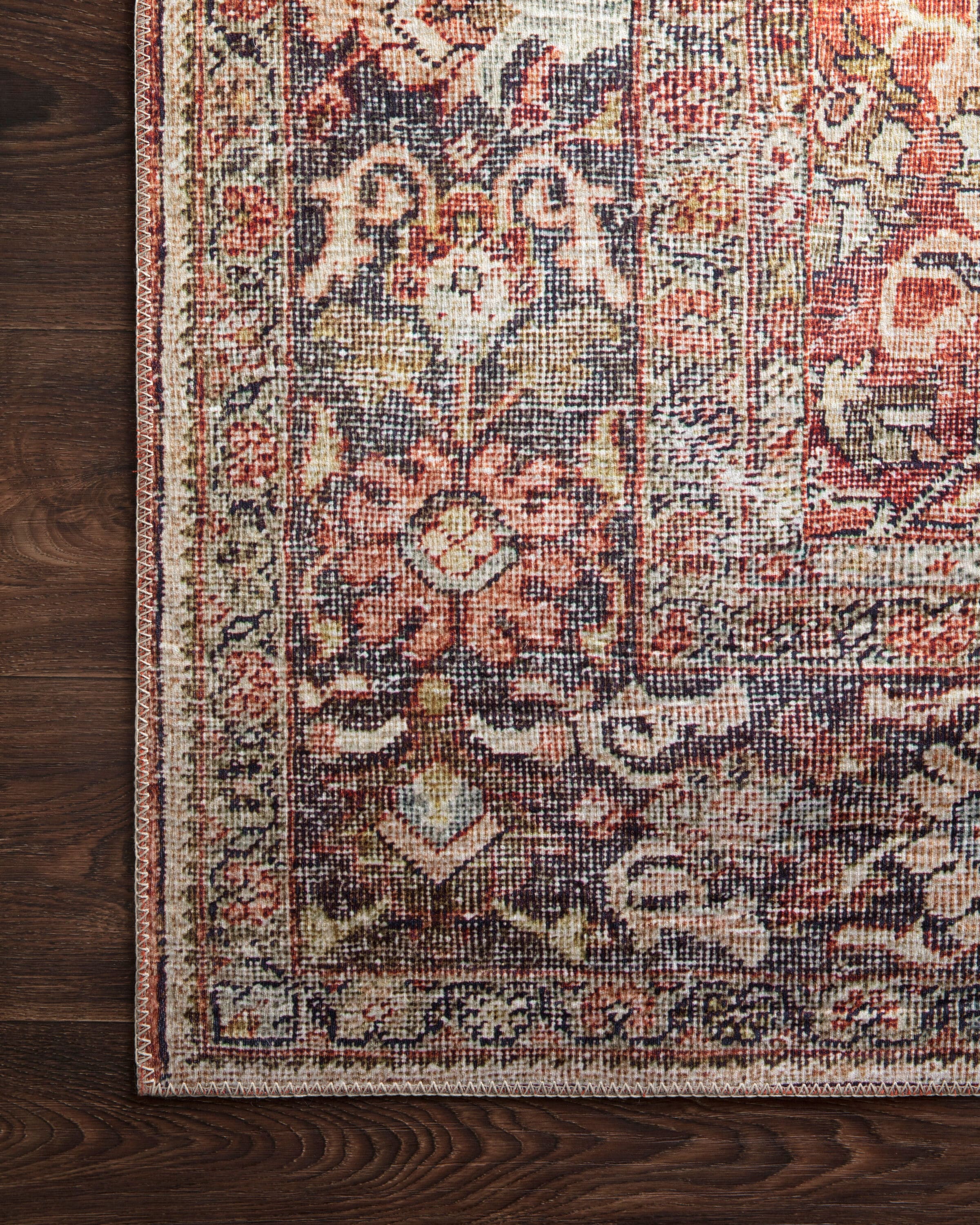 Layla Red and Marine Distressed Bohemian Runner Rug