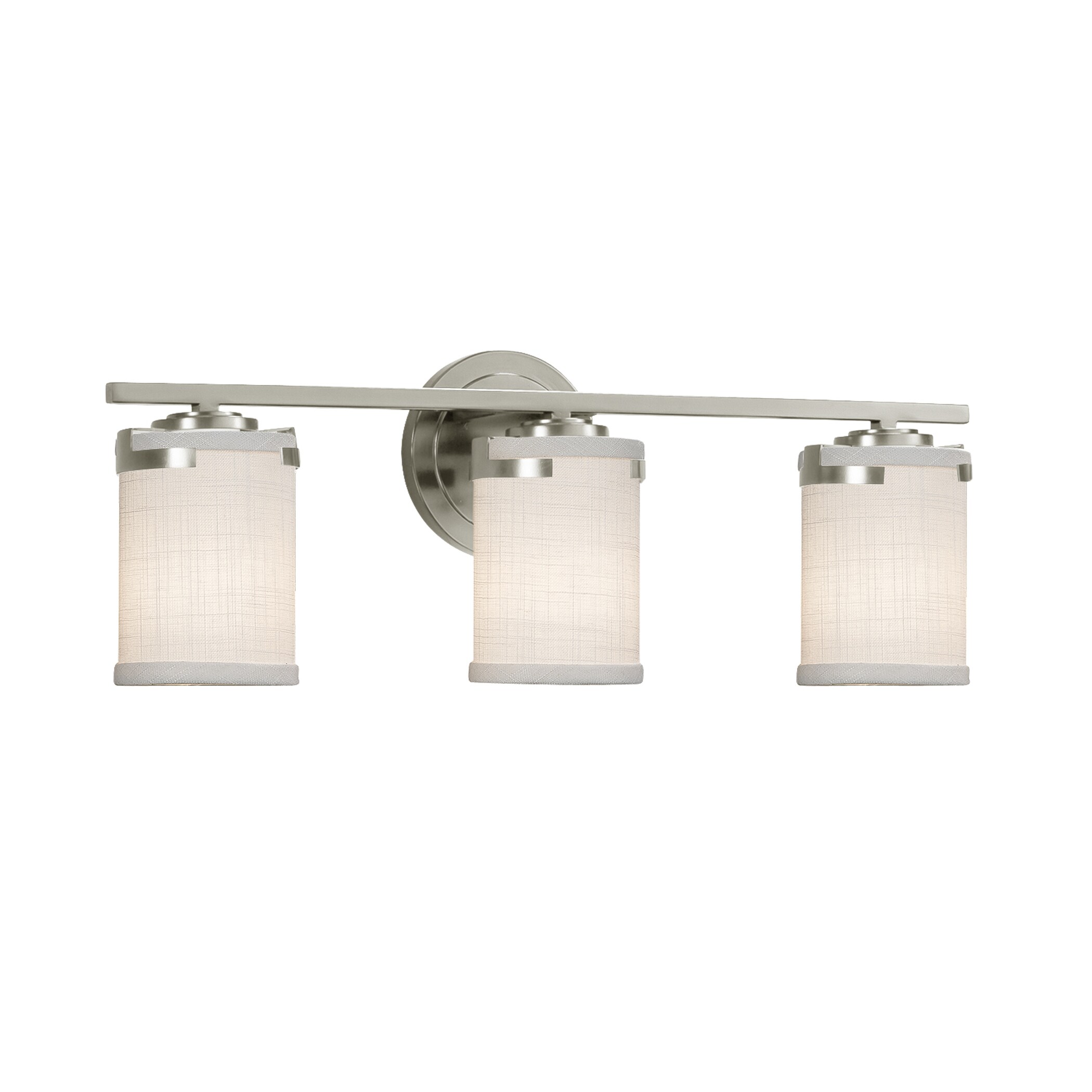 Justice Design Group FAB-8453-10-WHTE-NC Textile 22.75-in 3-Light Brushed Nickel Transitional Vanity Light