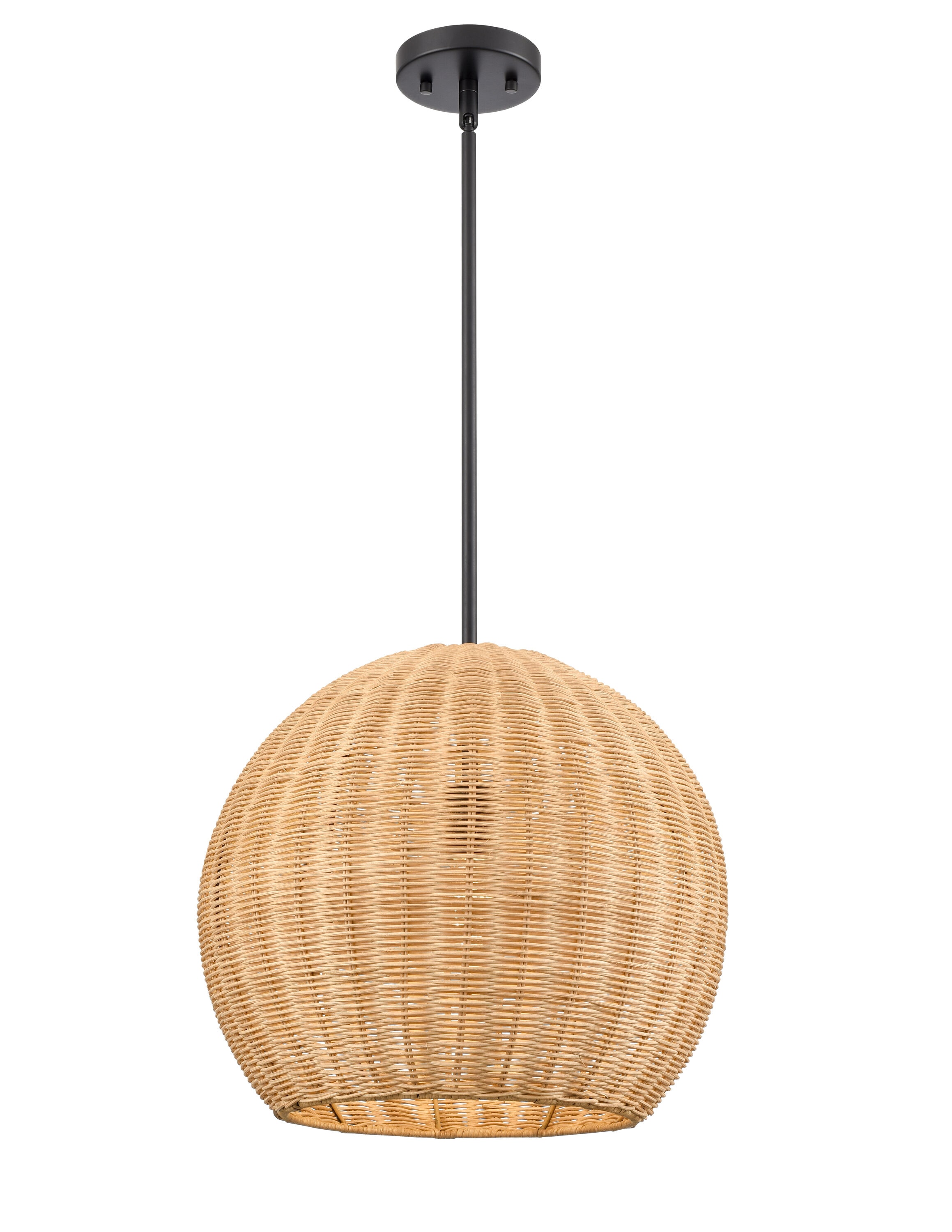Millennium Lighting Elise 1 -Light Matte Black Modern/contemporary Rattan Drum Medium Hanging Pendant Light