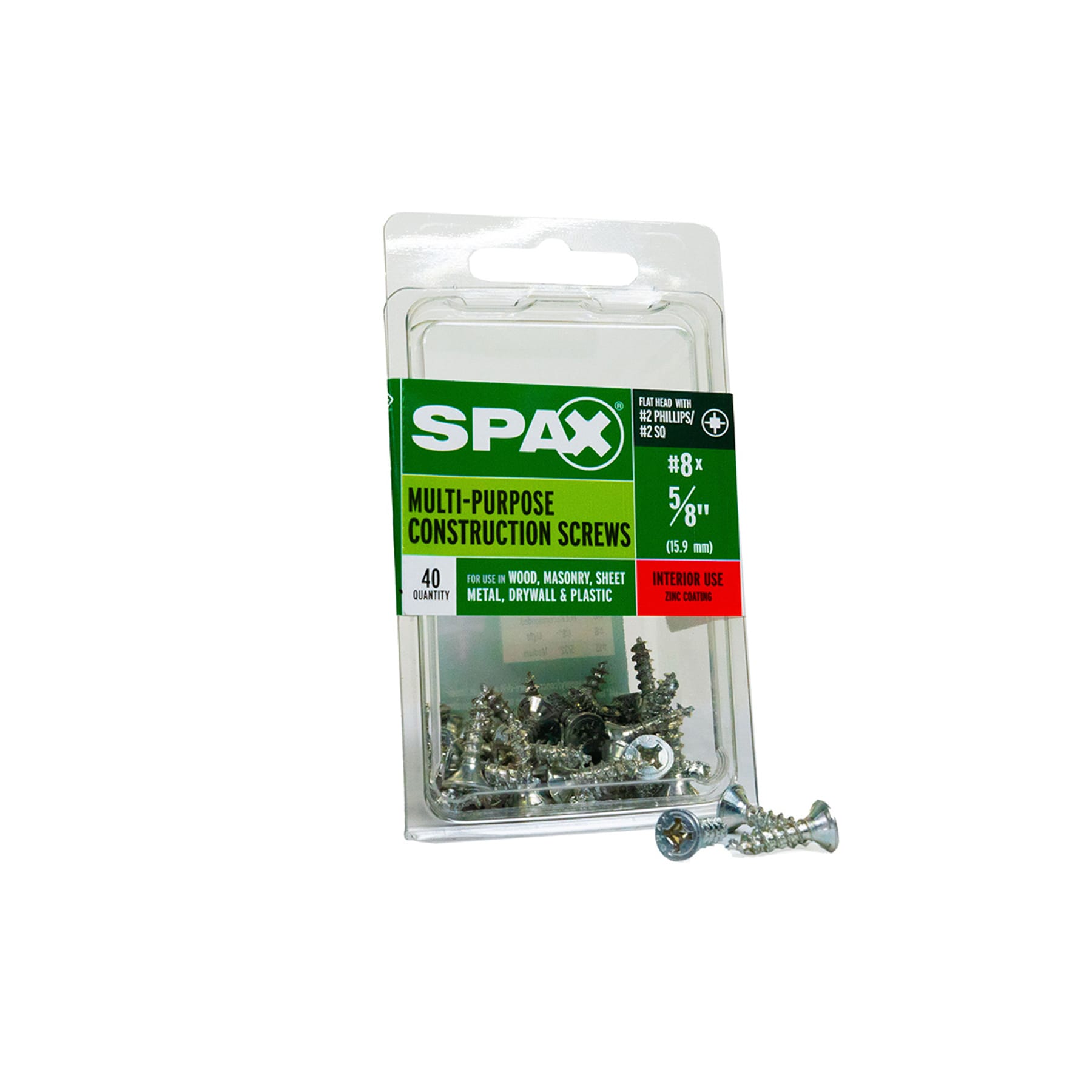 Spax Constrution Screws, Zinc Plated, 5/8 - 40 pack