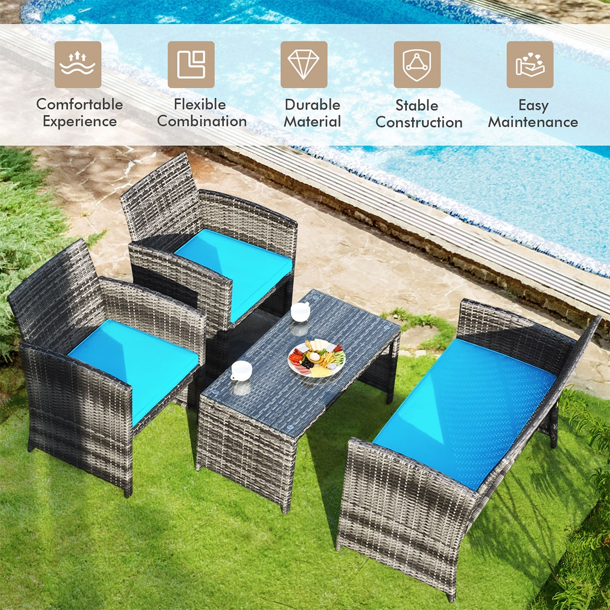 WELLFOR OUJ63238TU Patio-Conversation-Sets - View #4