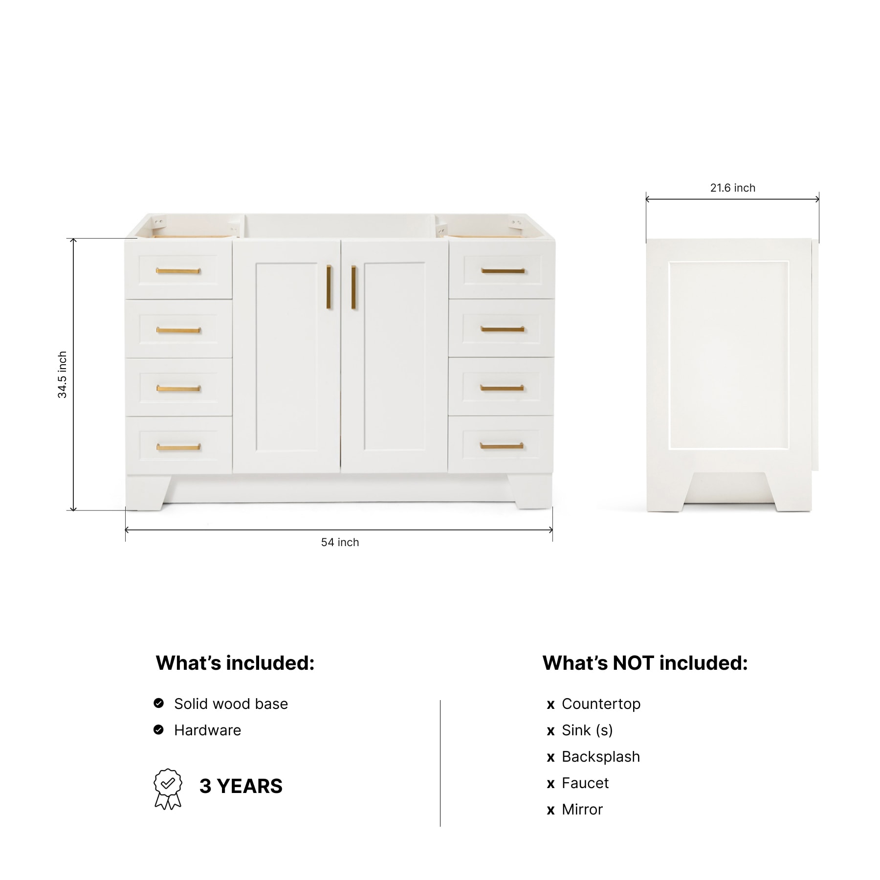 ARIEL Q054S-BC-WHT vanities - View #3