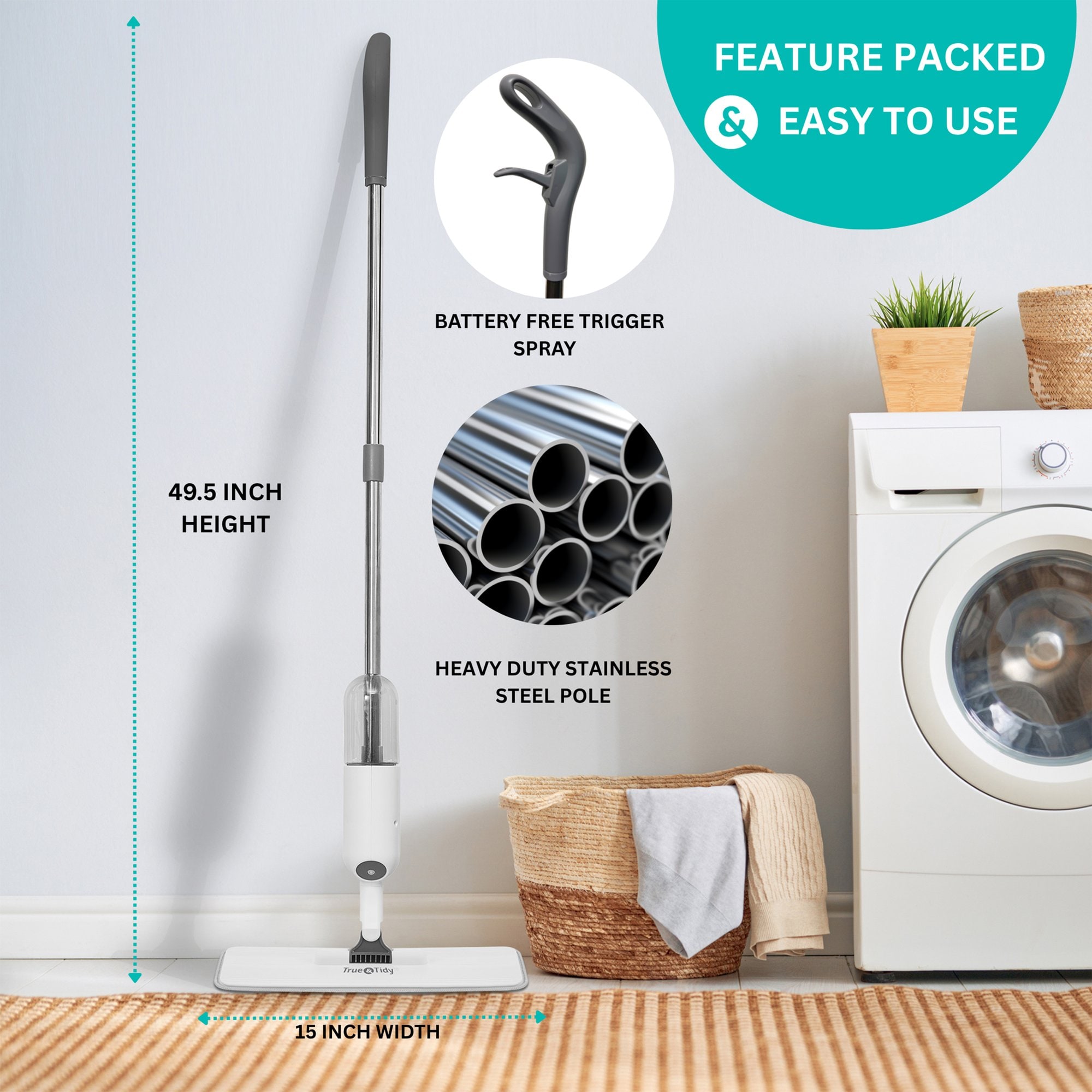True & Tidy SPRAY-250-WHITE Spray-Mops - View #3