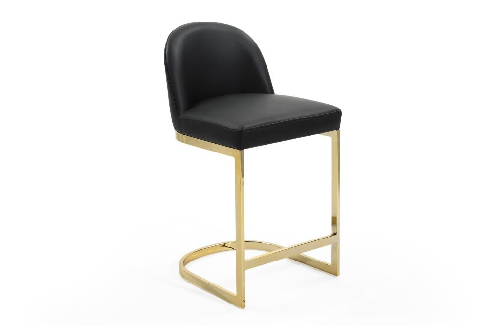 Chic Home Design FCS9480-LW Xander Black Small Upholstered Wood Bar Stool Back