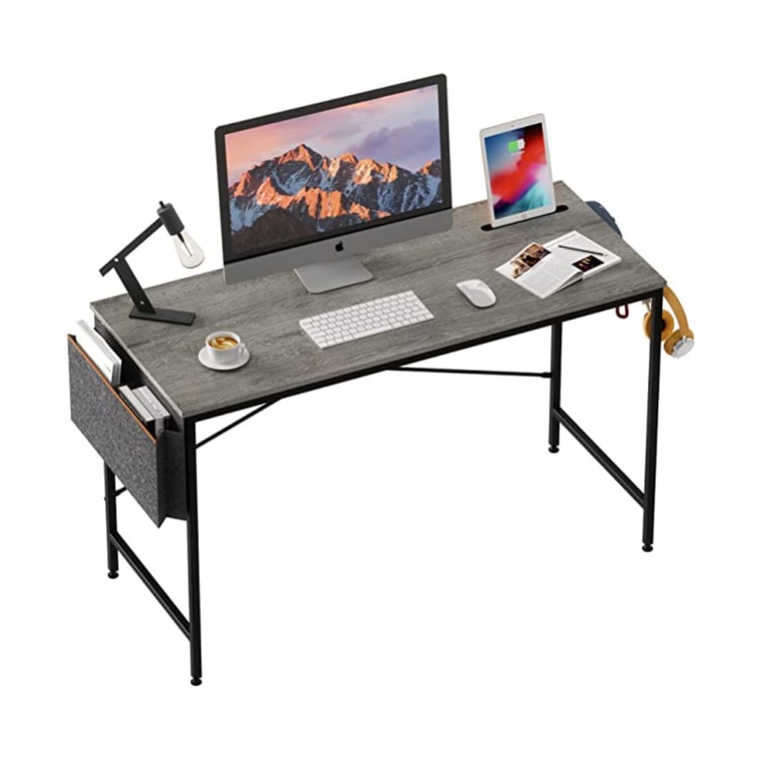 HomeRoots 4000399577 47 in. Modern Metro Gray and Black Computer Desk