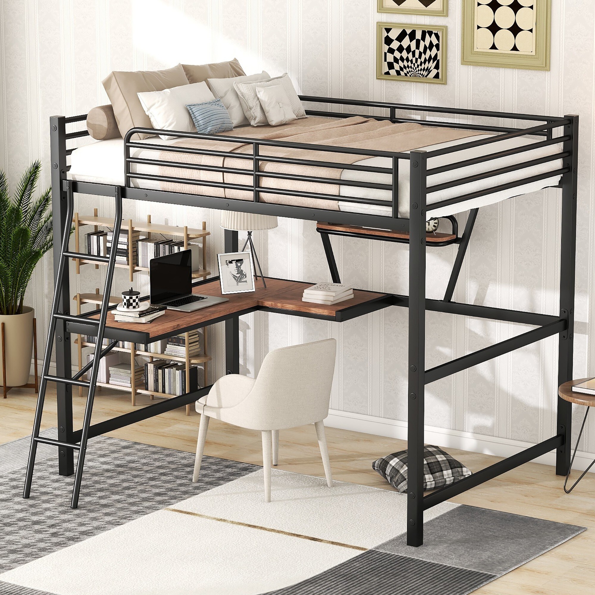 Yiekholo Black Full Loft Bunk Bed In The Bunk Beds Department At Lowes.com