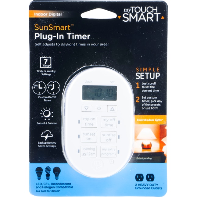 myTouchSmart Indoor/Outdoor Plug-In SunSmart Digital Timer, Black