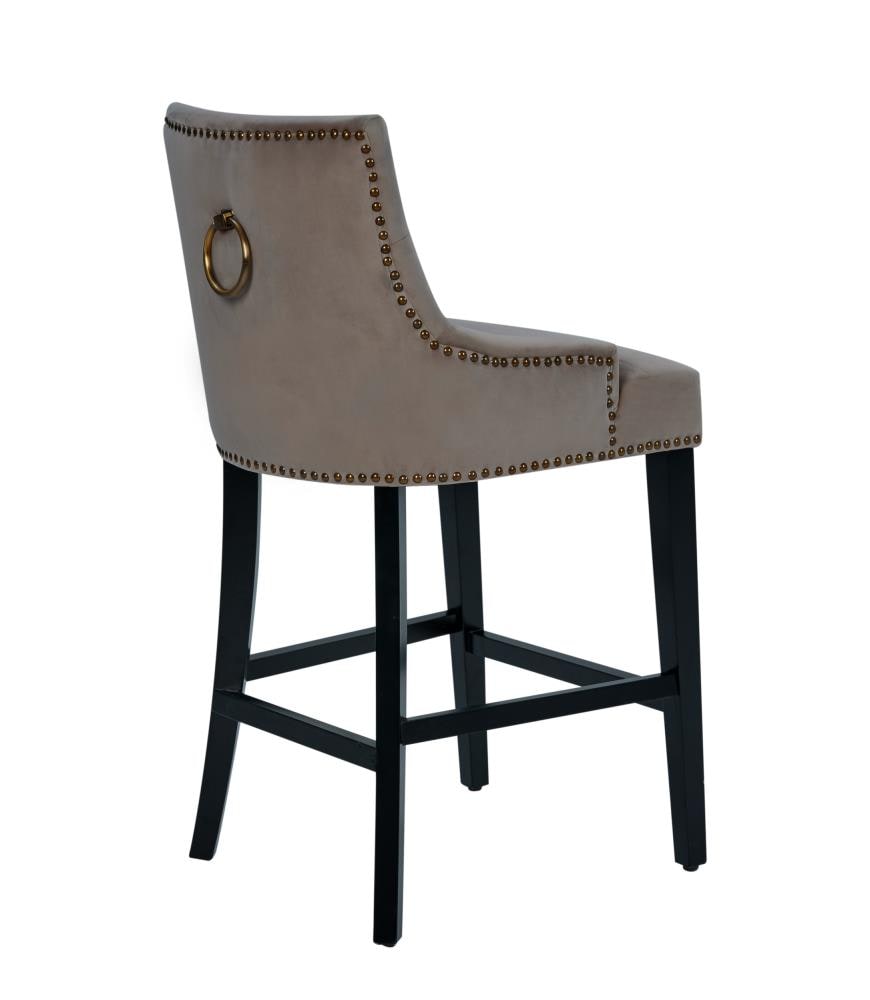 Chic Home Design FCS9440-LW Lyric Taupe Small Upholstered Wood Bar Stool with Arms & Back