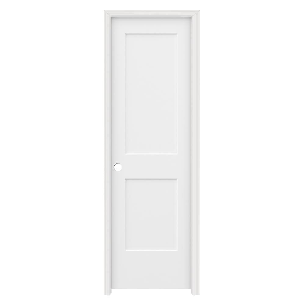 RELIABILT LOWOLJW136300544 24-in x 80-in Primed Hollow core 2-panel square Right hand Smooth Primed Molded composite Split Jamb Single Prehung Interior Door 356 Casing