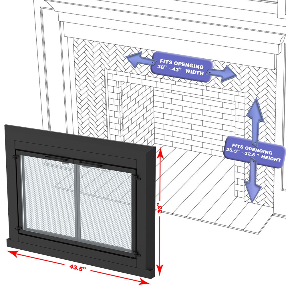 allen + roth FPDL107BLK Glass-Fireplace-Doors - View #10