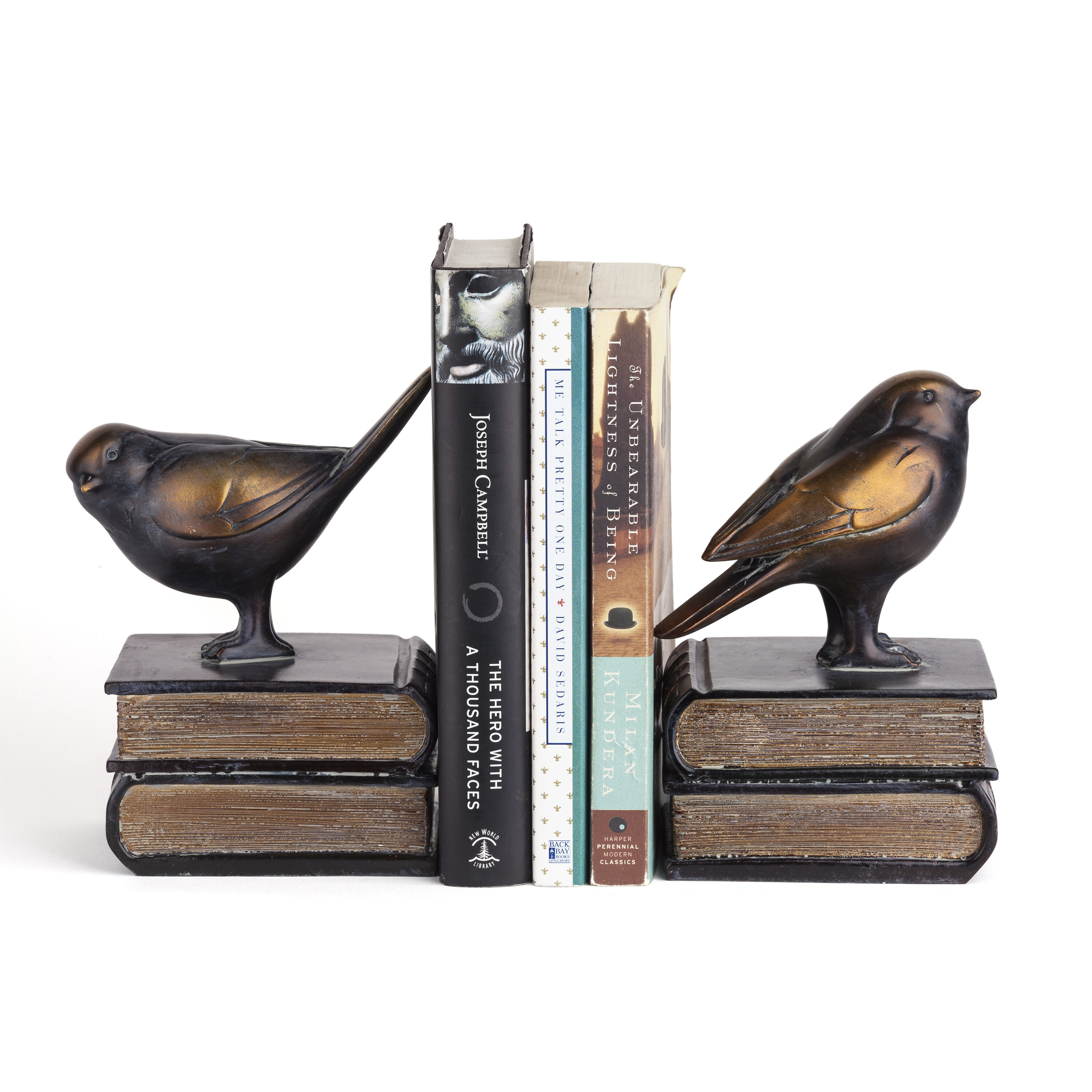 Danya B. 2-Pack Bronze Resin Birds on Books Decorative Bookends